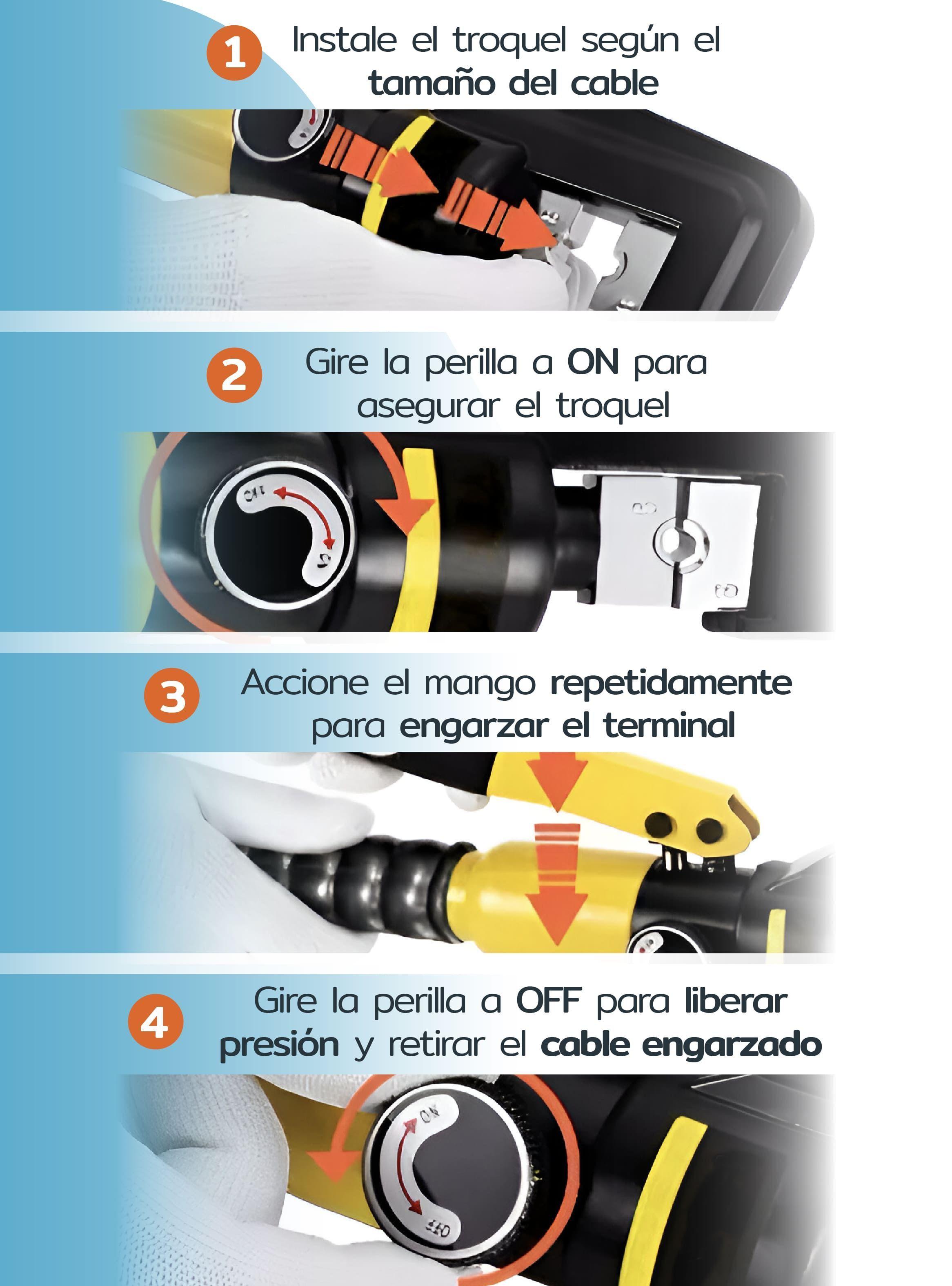 Alicate Hidráulico Prensaterminales 10 Tn Con 9 Troqueles-4