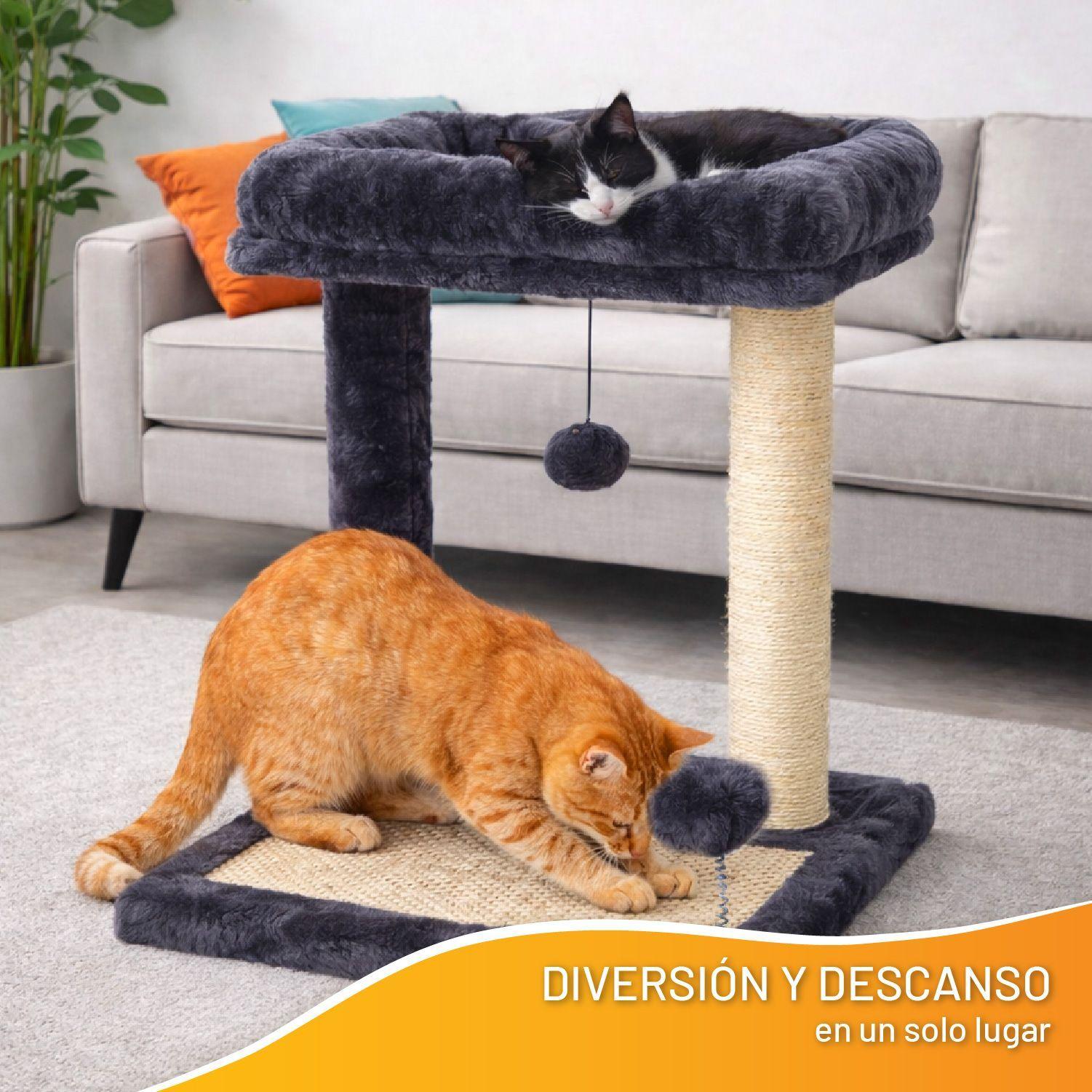 Rascador De Gatos Con Juguete Y Cama 44x40x40-2