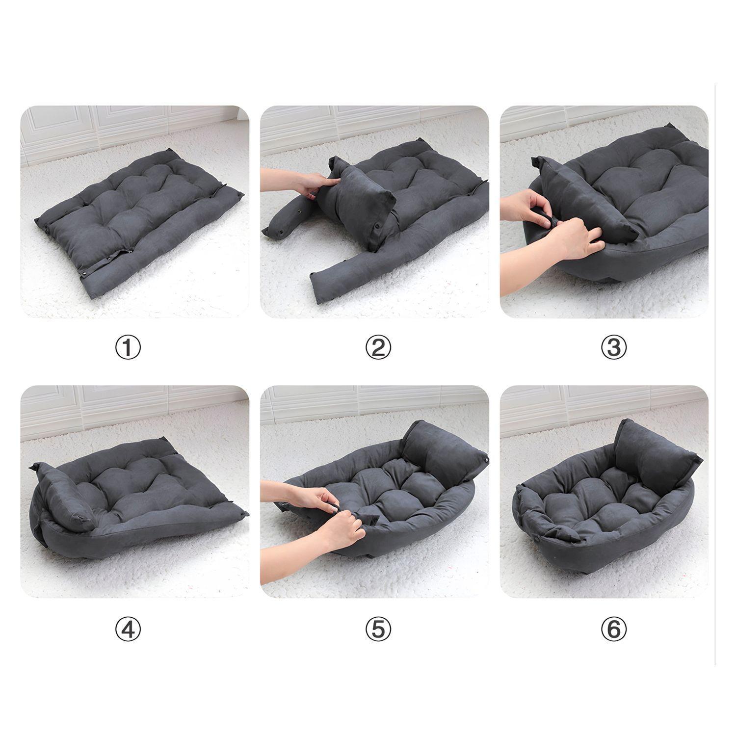 Cama para mascotas perro y gatos 68x50x40 Gris-3