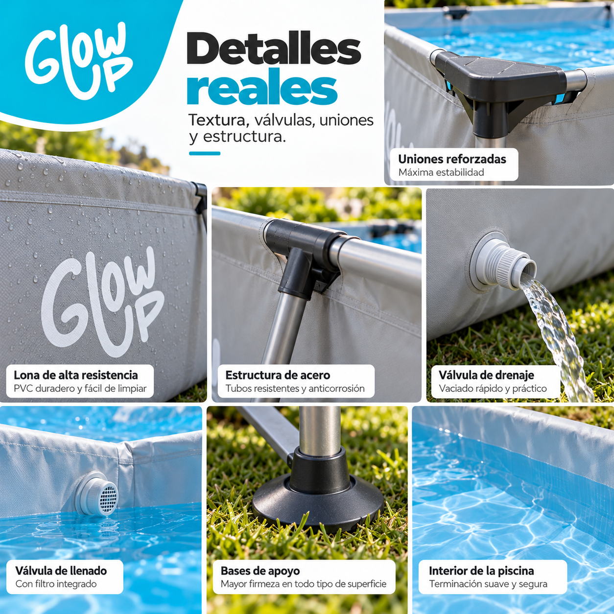 Piscina Estructural 3700 Litros Rectangular 2x3mts GlowUp-4