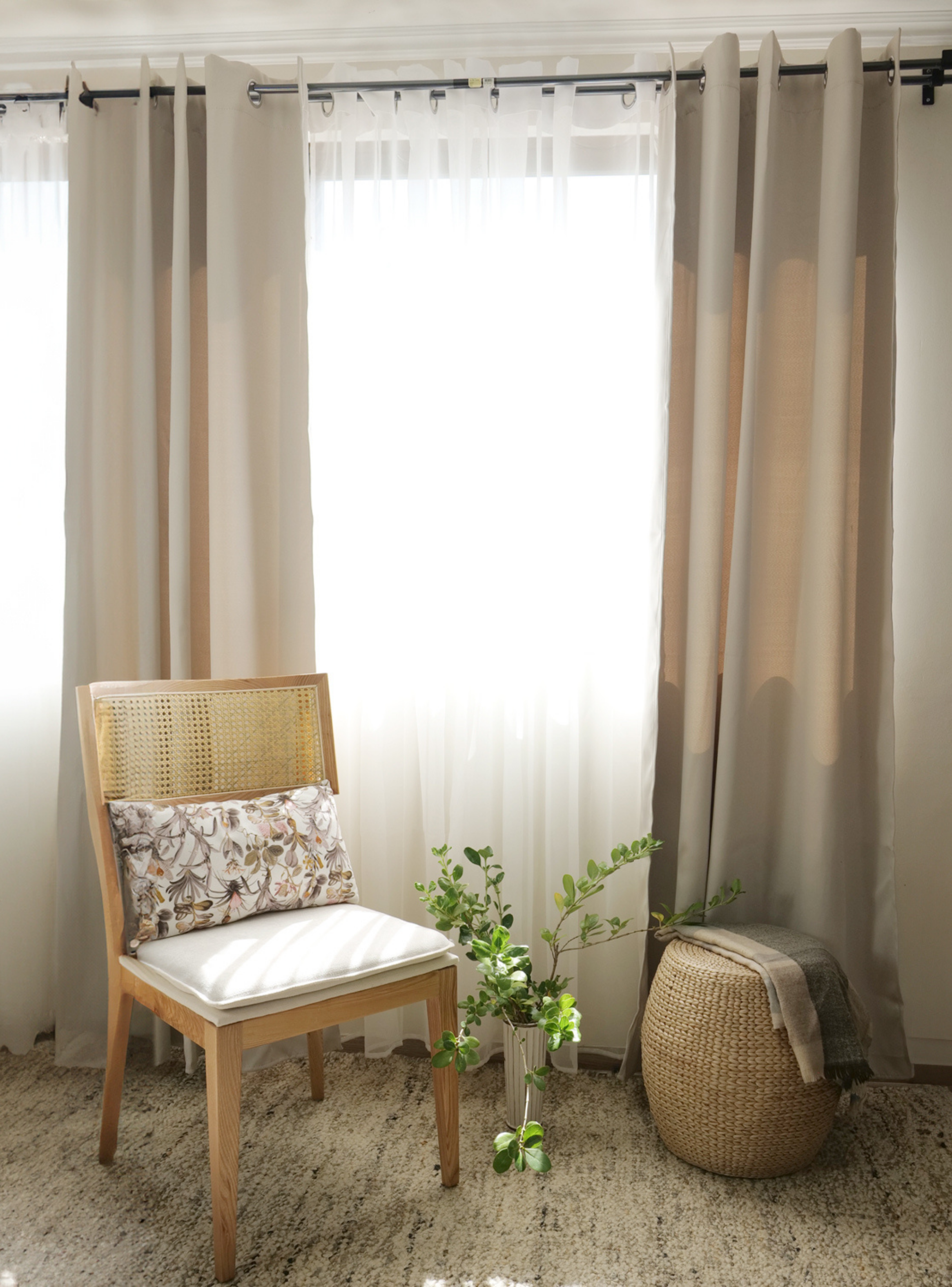 Pack Cortina de Tela Blackout Vincenzi 140x220 Beige-2