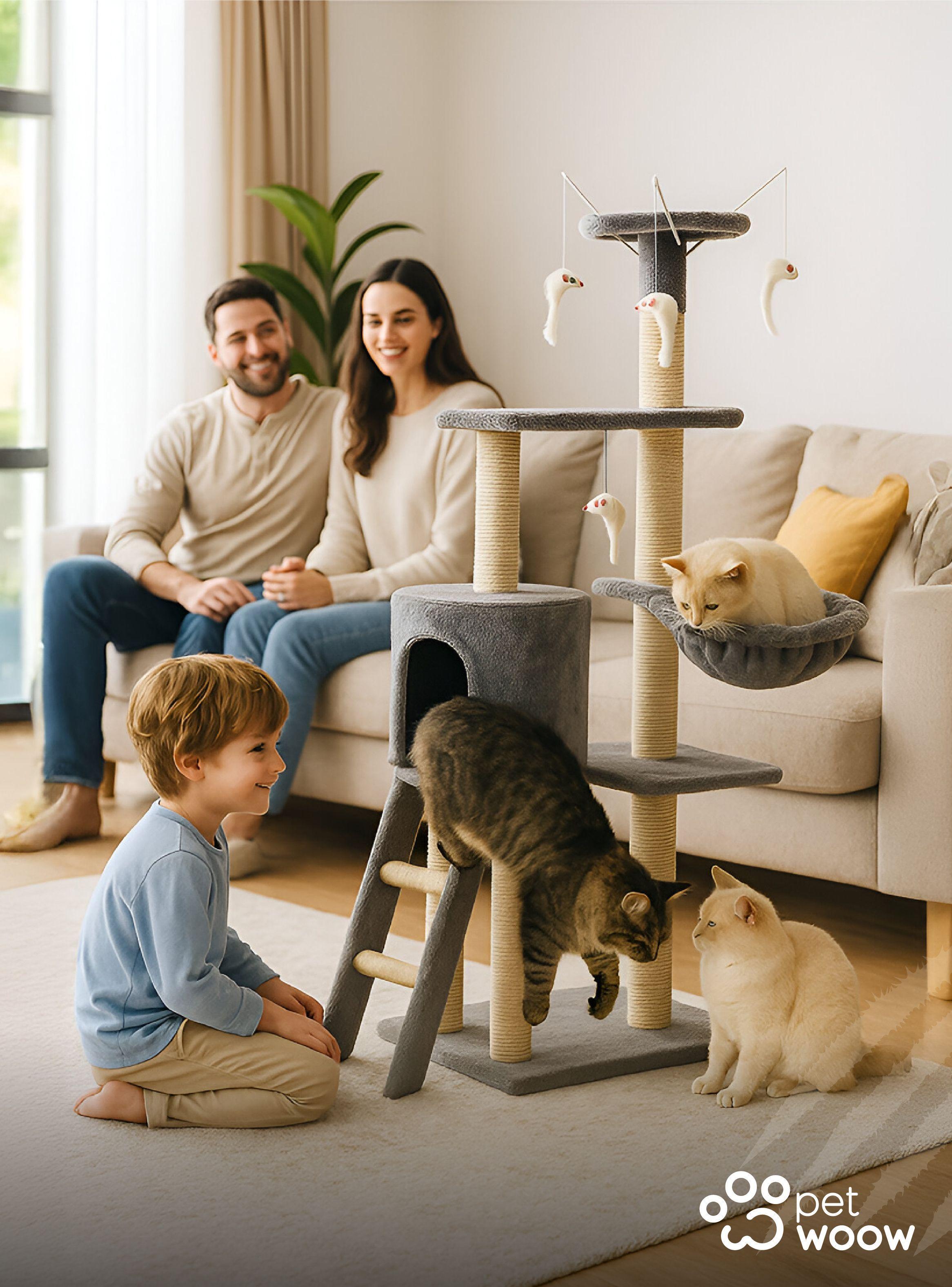 Rascador para gatos con hamaca 135x55x36 Petwoow-7