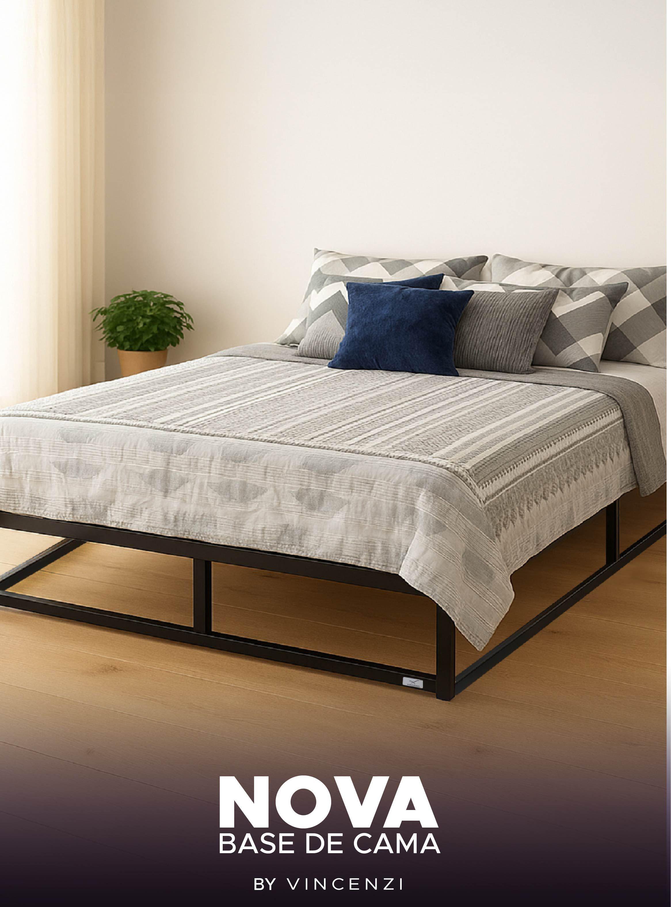 Base para cama Europea Acero y Madera 150x190 cm 2 Pza Nova Vincenzi-5