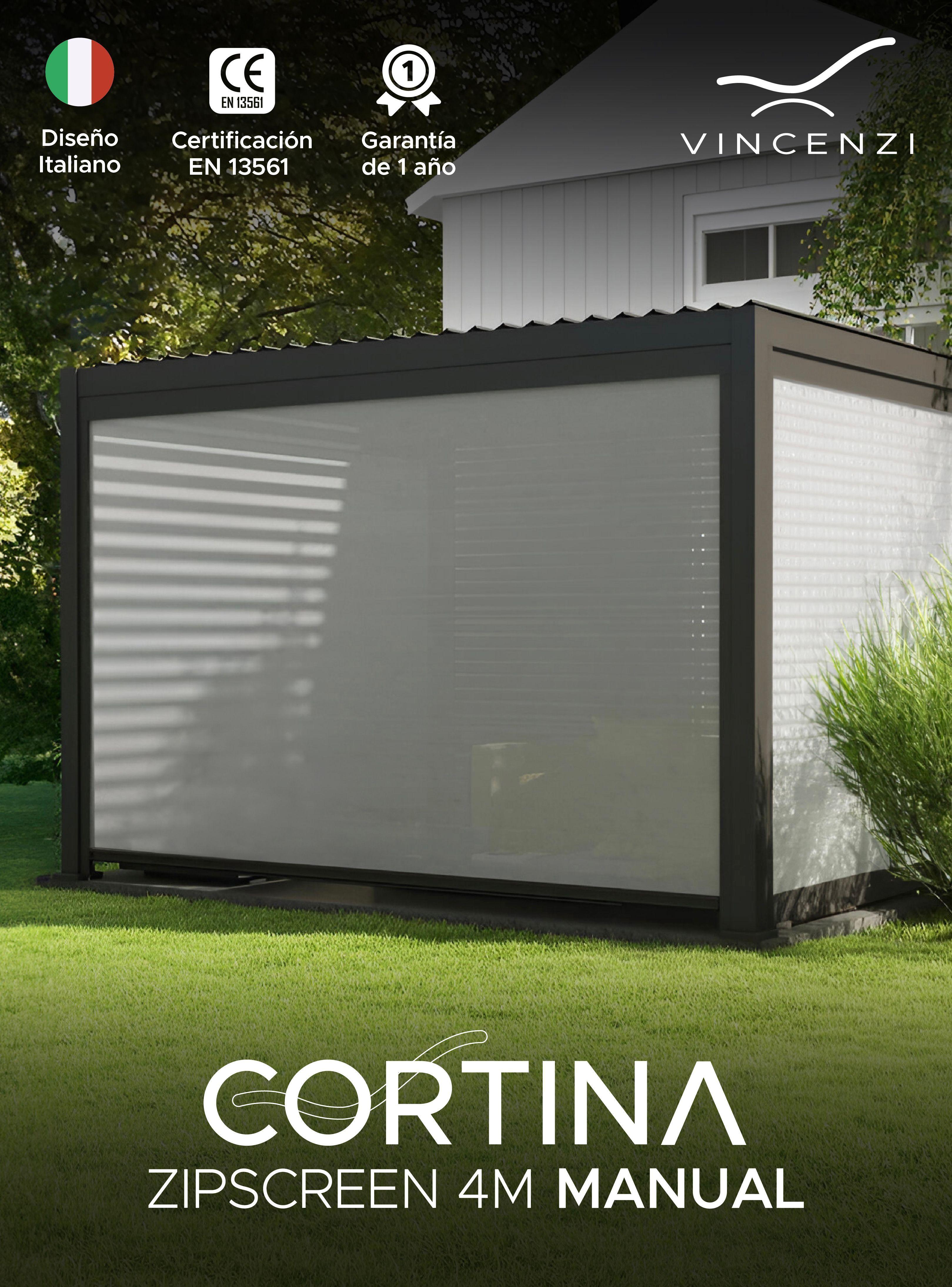 Cortina Manual Zipscreen Vincenzi 364 cms para pérgola bioclimática-4