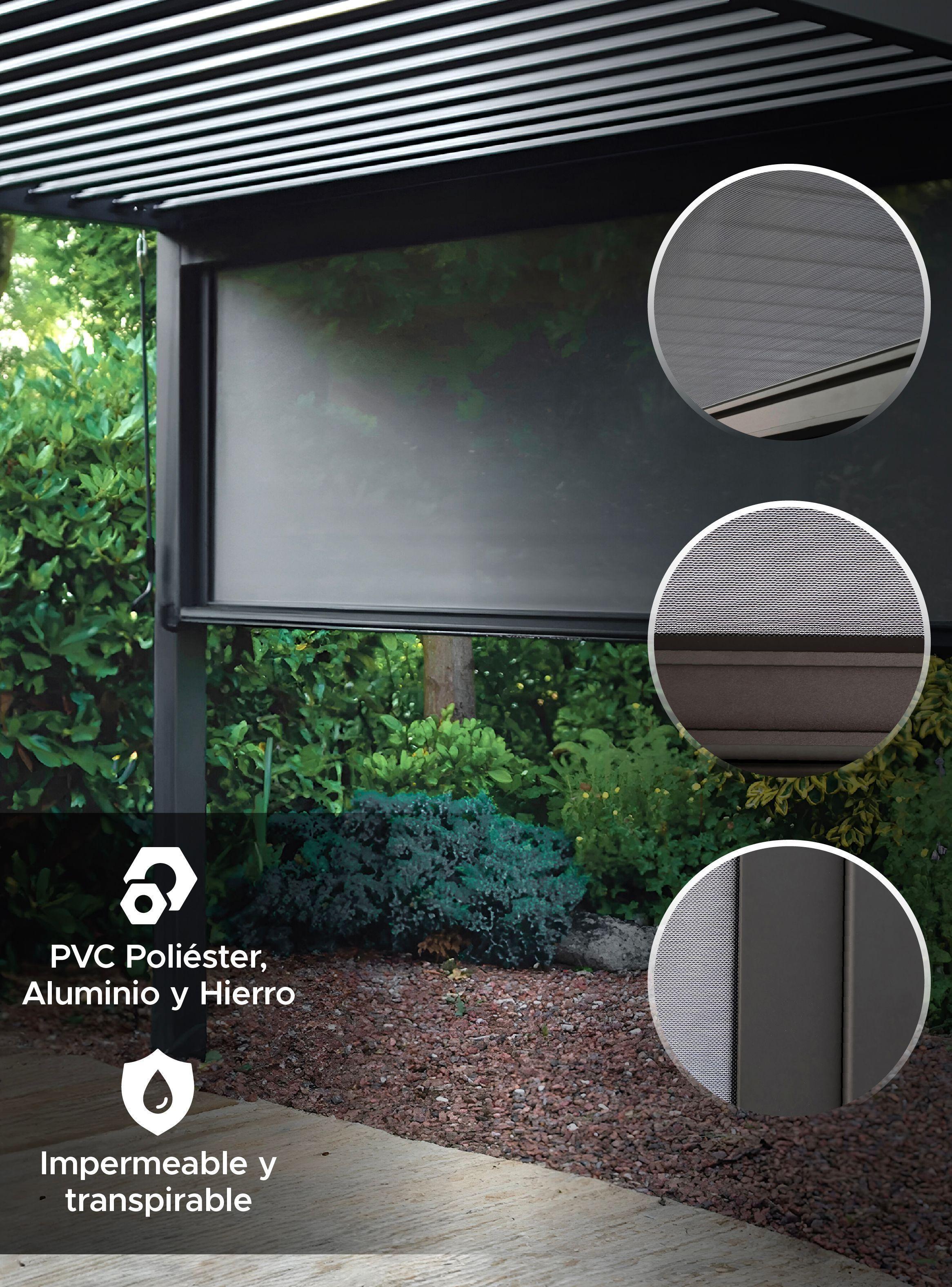 Cortina Manual Zipscreen Vincenzi 364 cms para pérgola bioclimática-3