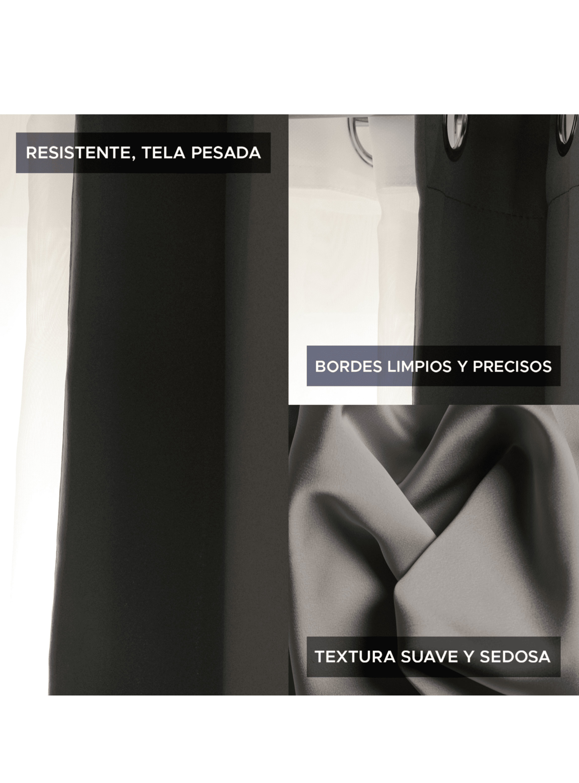 Pack Cortina de Tela Blackout + Velo Vincenzi 140x220 Gris Grafito-3