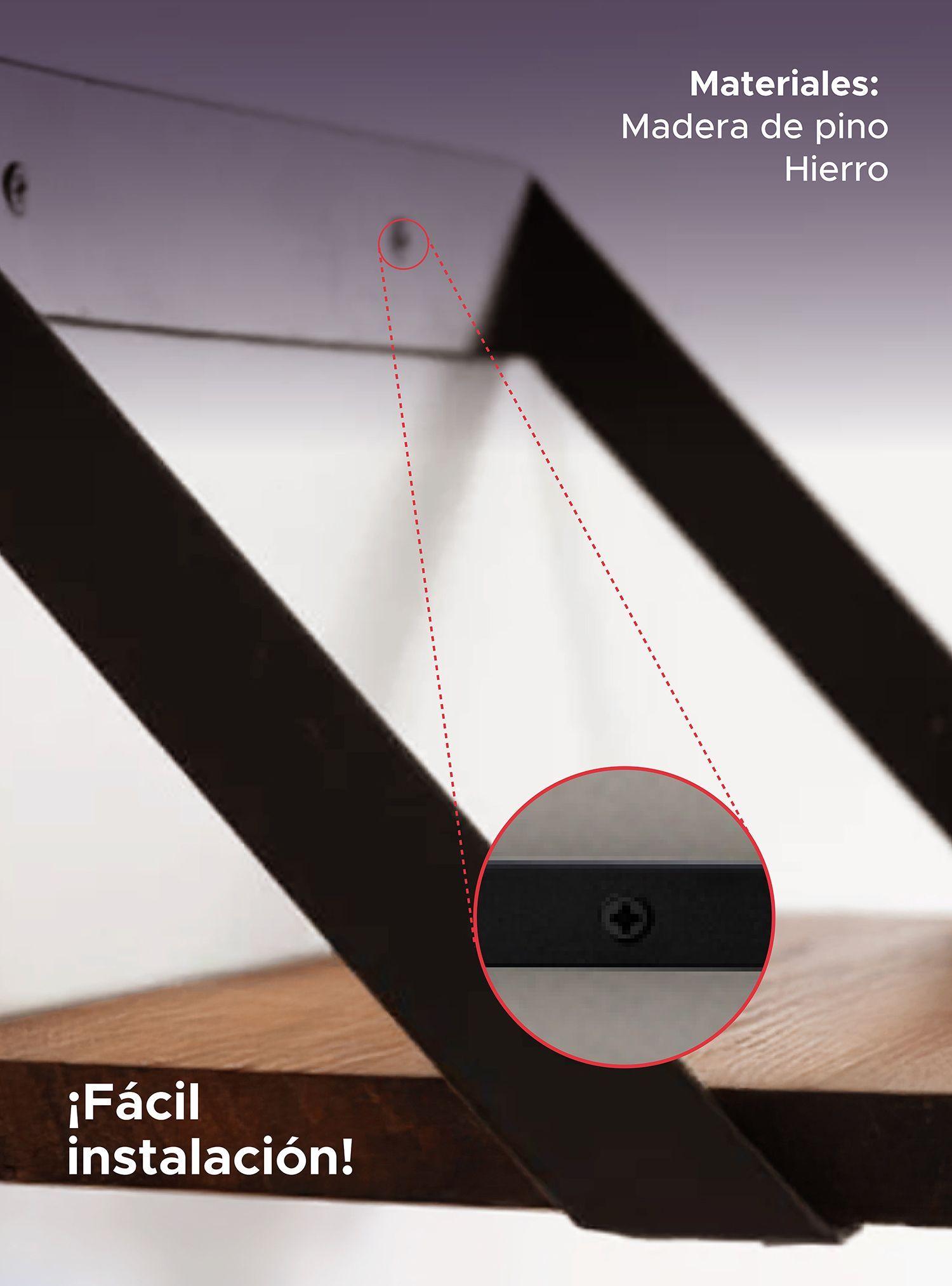 Soporte Y Repisa De Madera Con Hierro Para Pared Grande-3