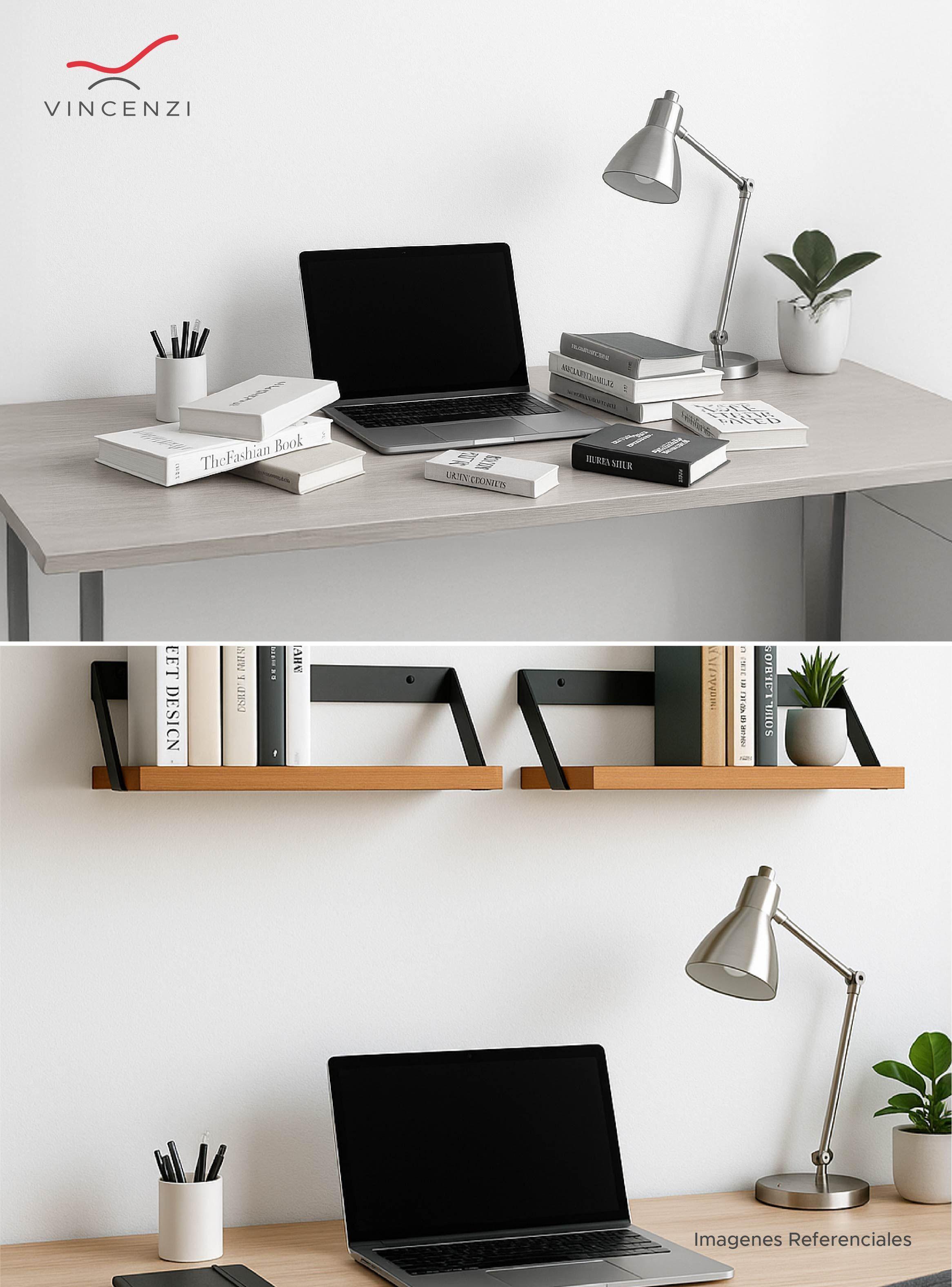 Pack 2 Soportes Y Repisas De Madera Con Hierro Para Pared -5
