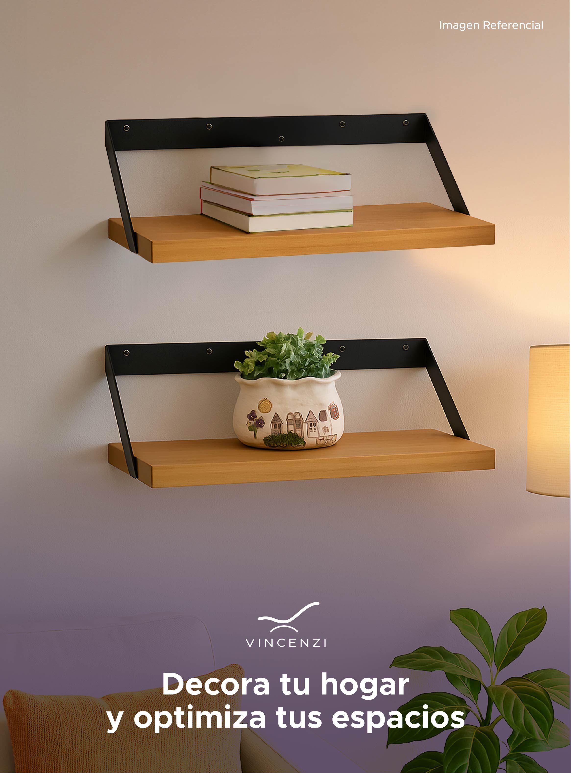Pack 2 Soportes Y Repisas De Madera Con Hierro Para Pared -6