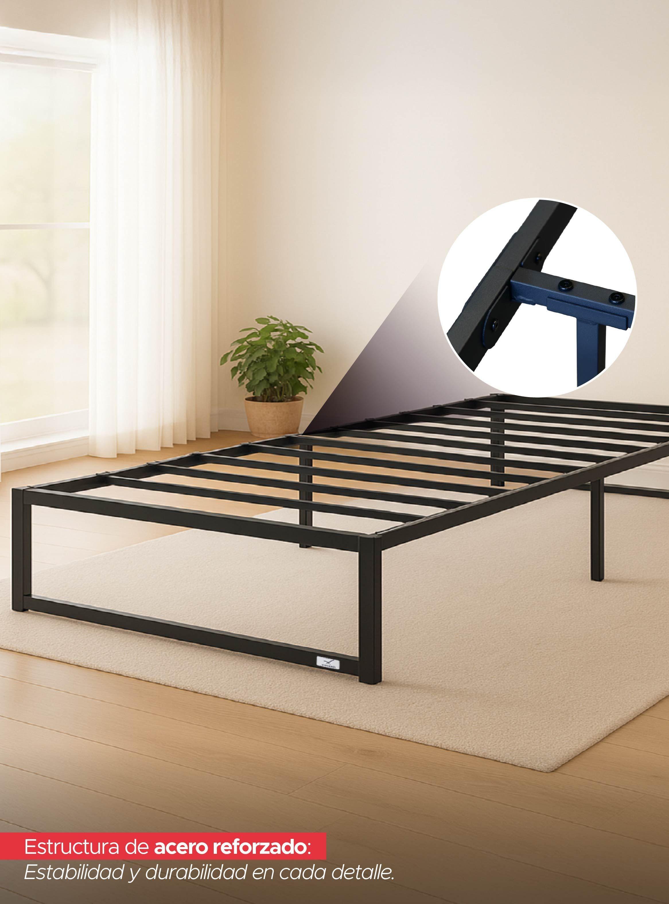 Base para Cama Europea de Acero Negro 105x190 cm Zen 1,5 Pza Vincenzi-3
