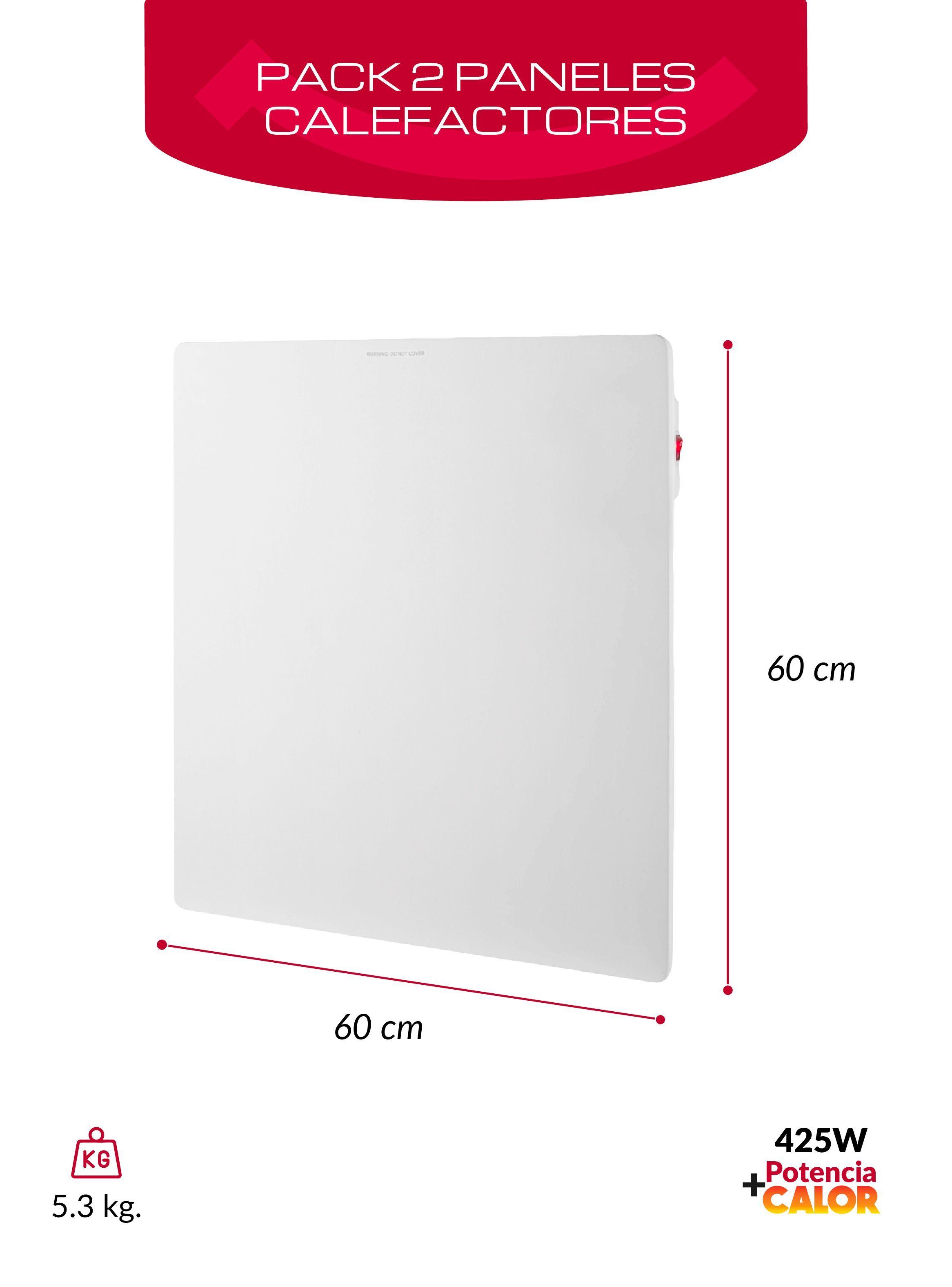 PACK 2 PANELES MURALES CALEFACTORES BAJO CONSUMO 425W BLANCO BFRESH-2