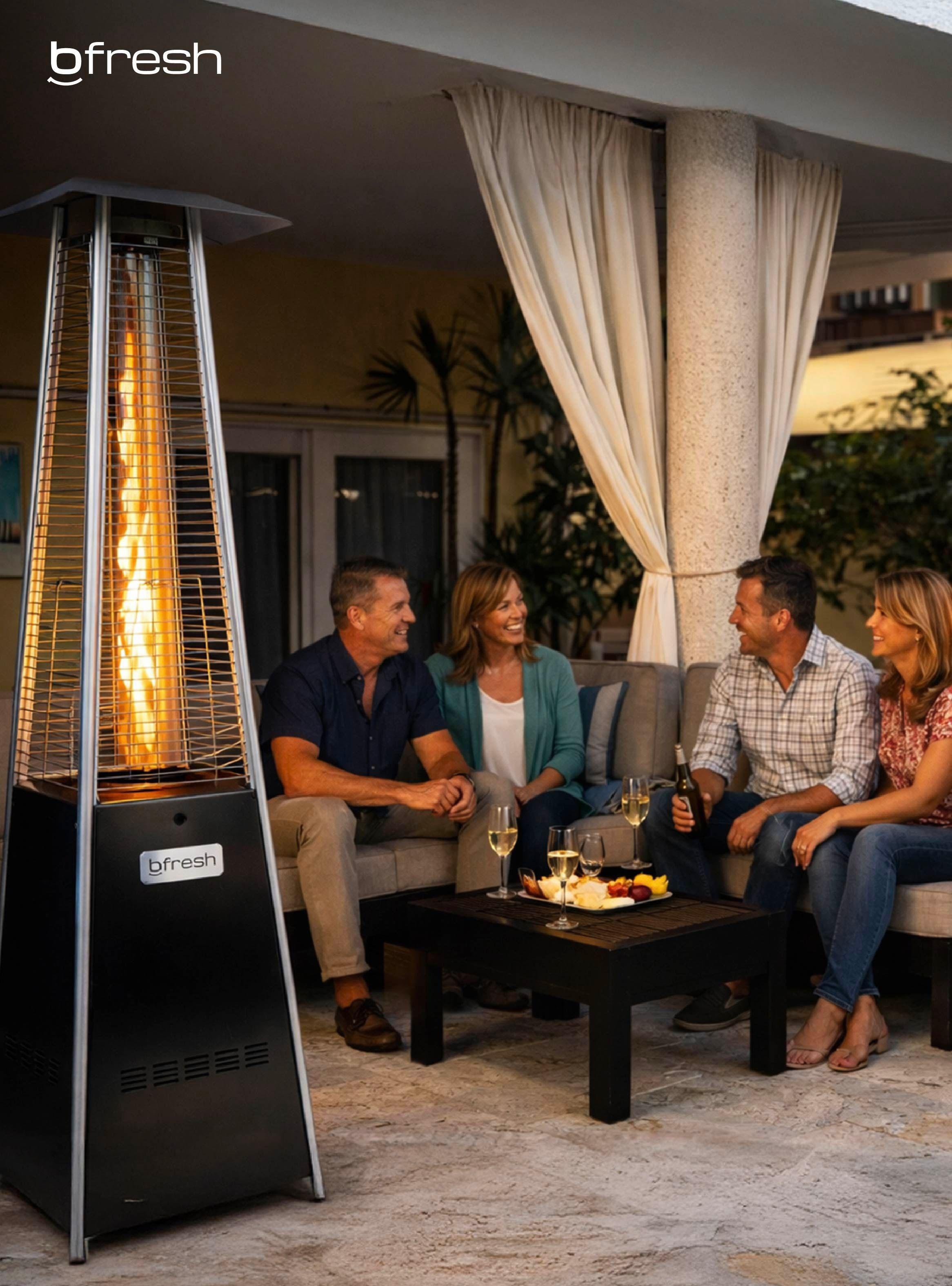 Estufa De Patio Tipo Pirámide A Gas 12,5kw Negro Bfresh-5