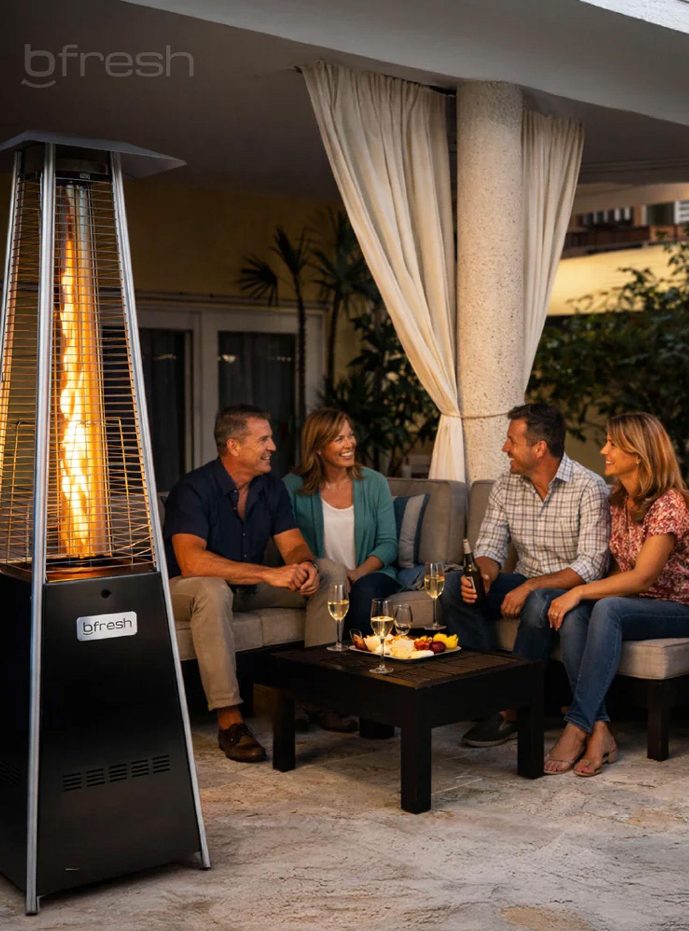 Estufa De Patio Tipo Pirámide A Gas 12,5kw Negro Bfresh-4
