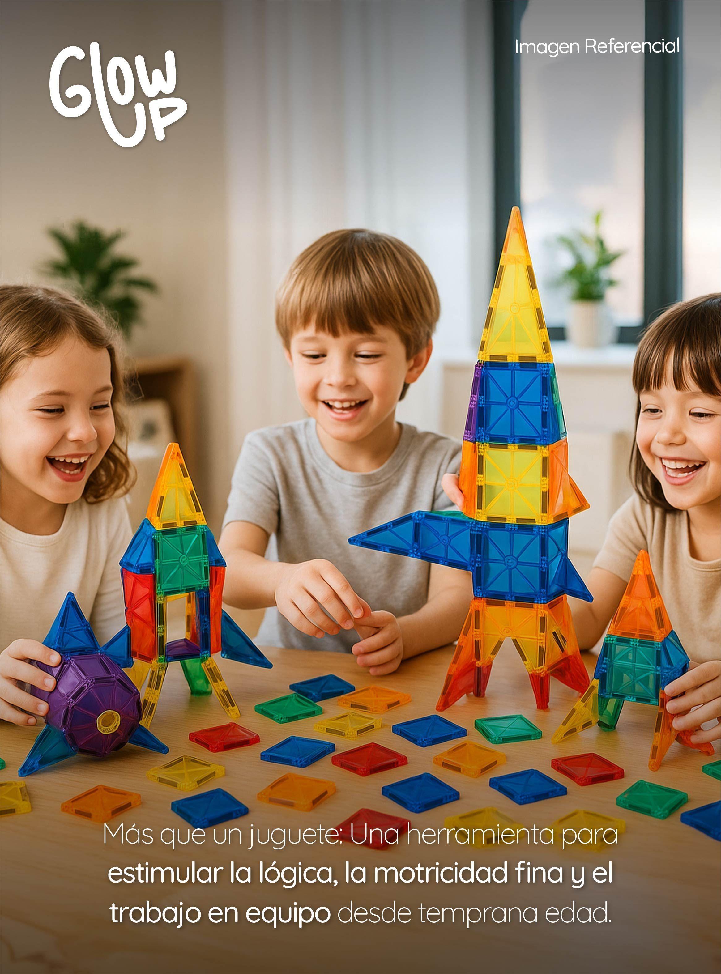 Juego de Bloques Construcción magnéticos 3D 60 Piezas GlowUp -3