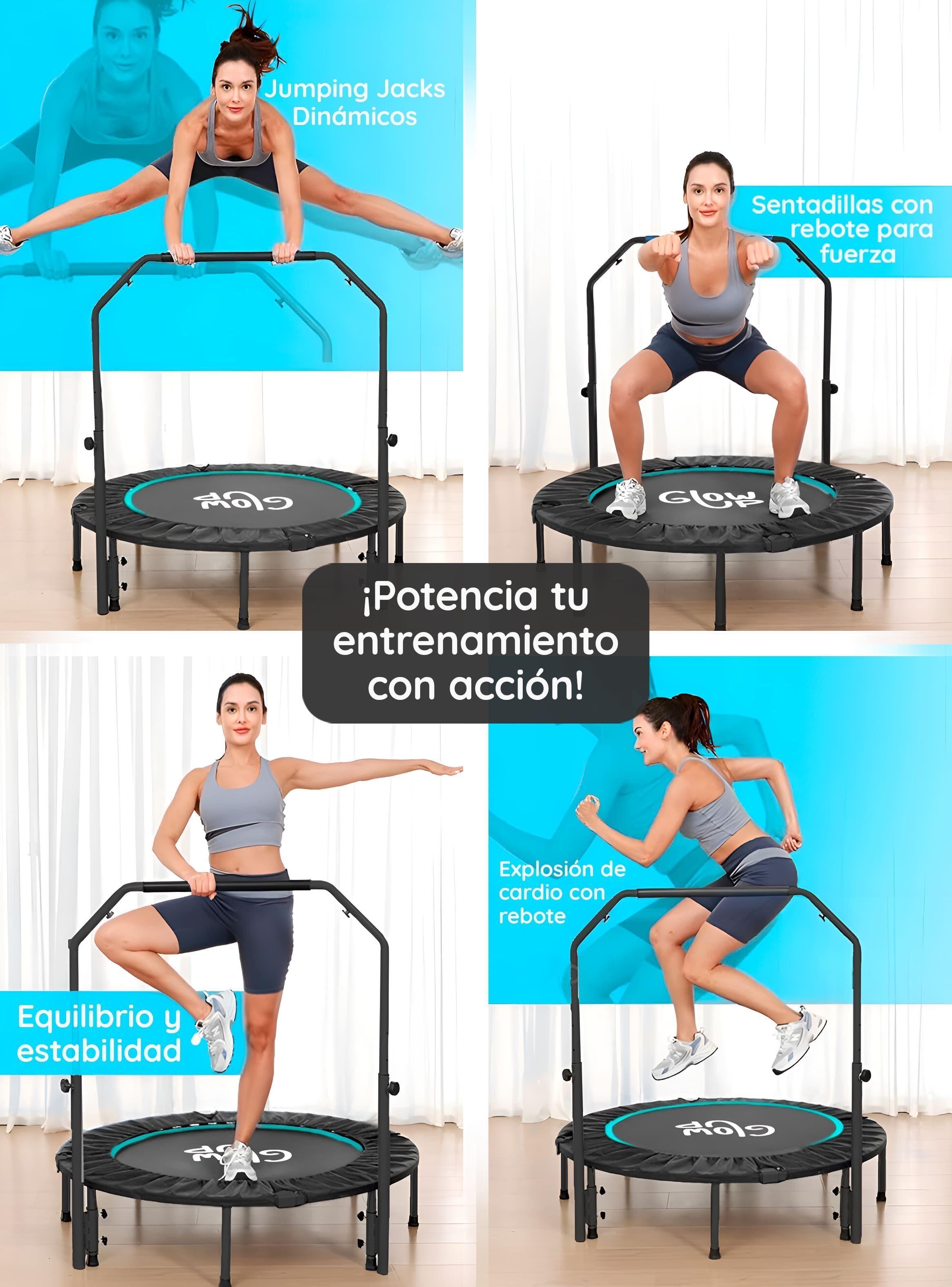 Mini Trampolín 4 Ft 1.2 mt Aeróbico Fitness Yoga y Juegos GlowUp-7