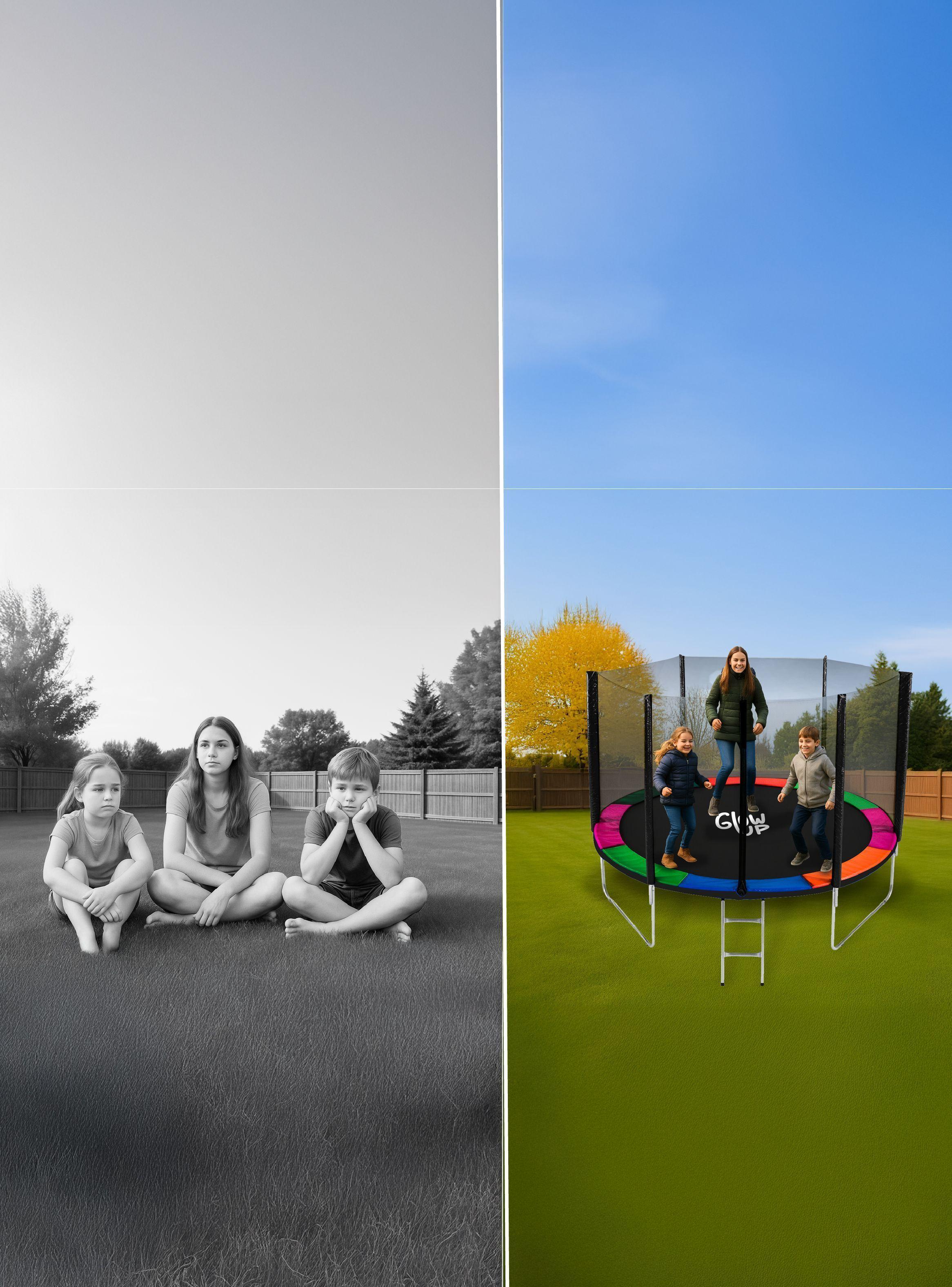 Cama Elástica 10ft 3,05 mts GlowUp con Malla seguridad y Escalera-5