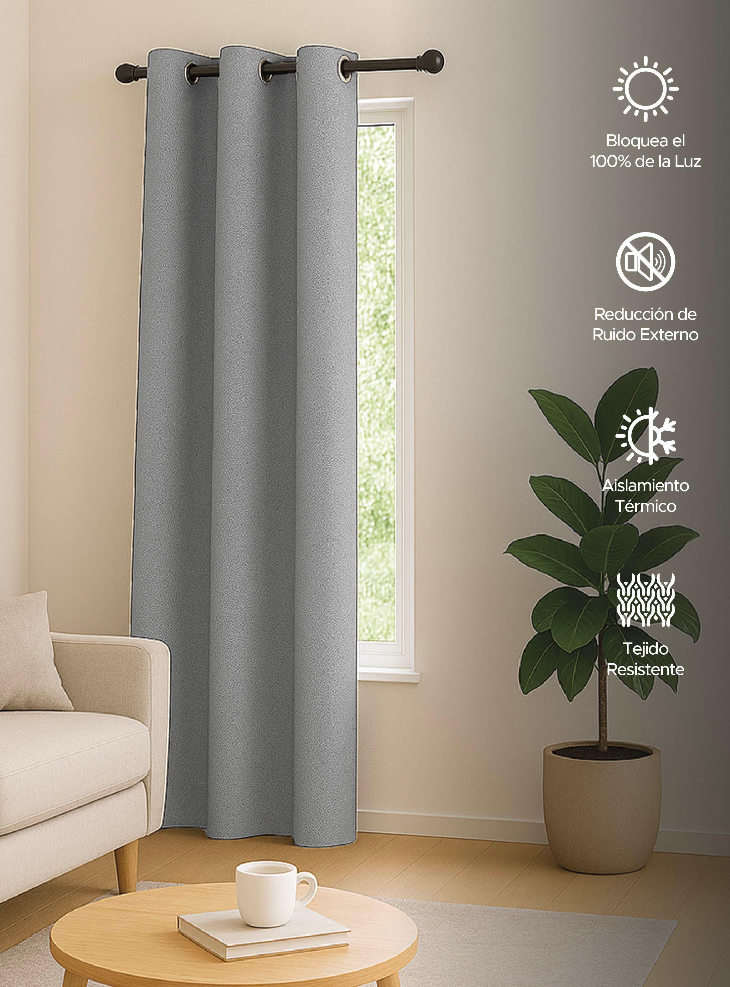 Cortina de Tela Blackout Gris Vincenzi 140x220-4