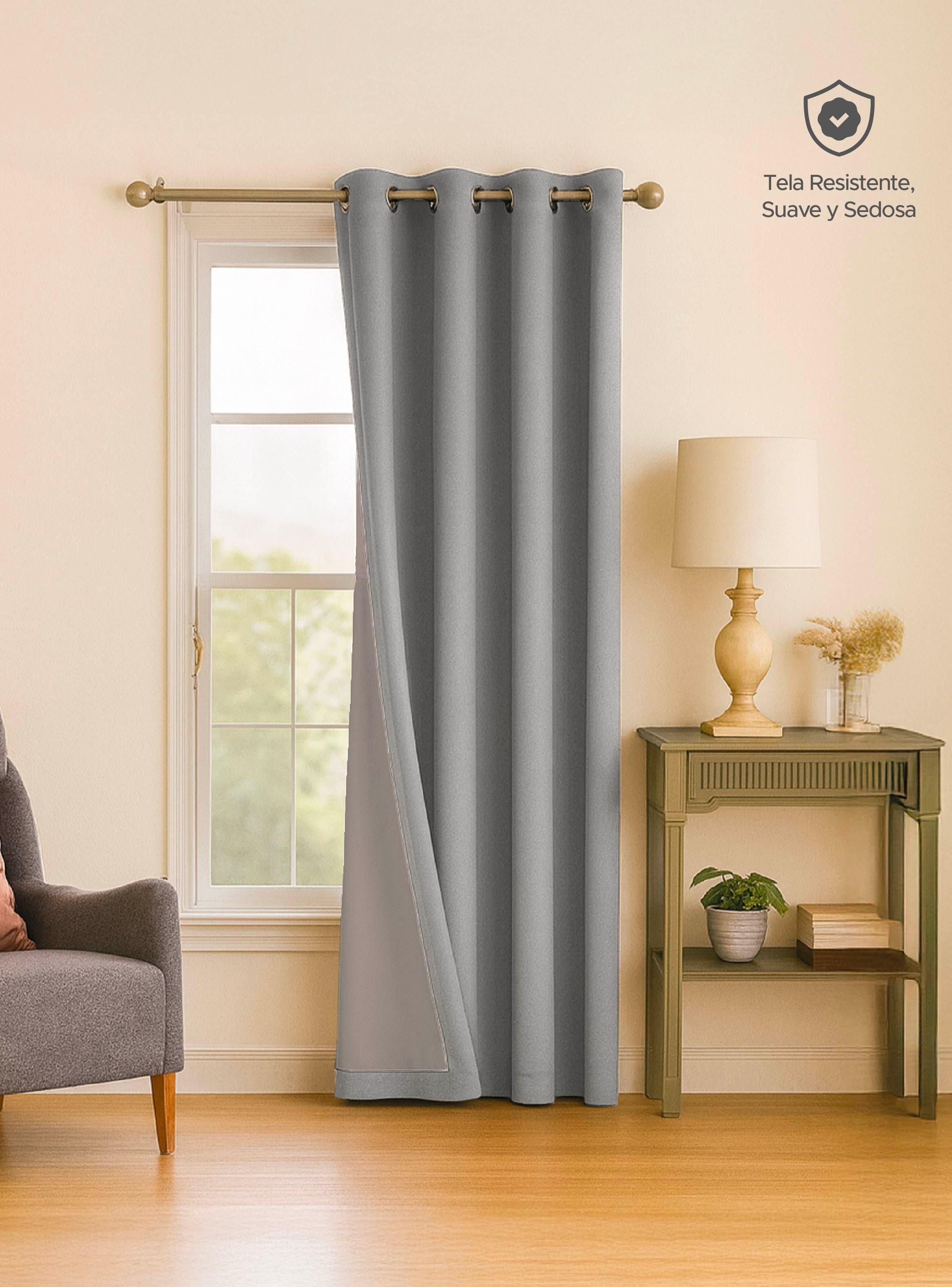 Cortina de Tela Blackout Gris Vincenzi 140x220-5