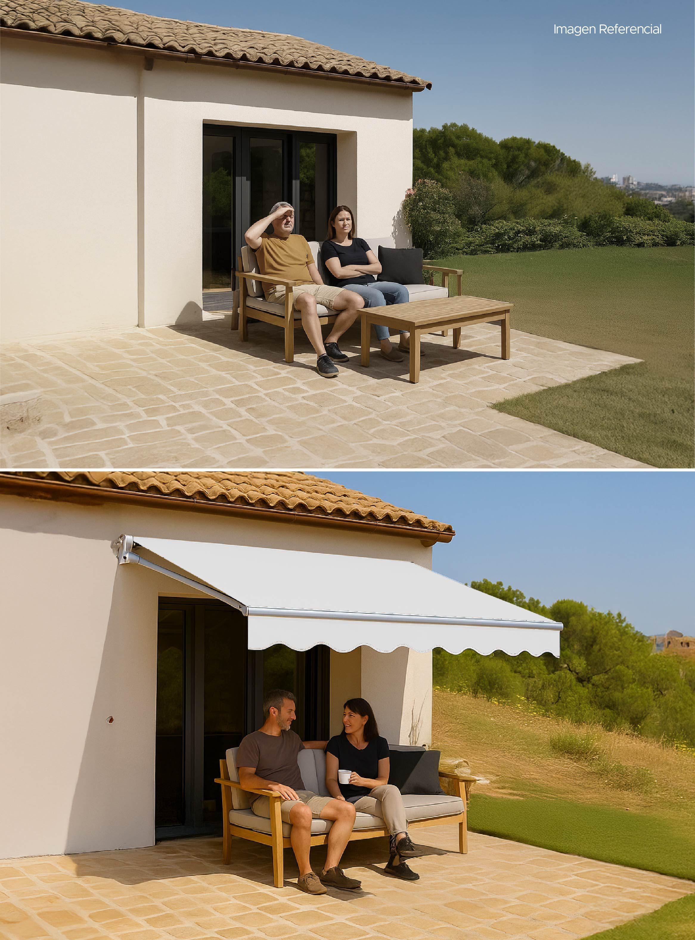 Toldo con brazo retractil Terrazas 3x2.5 Mts Blanco Vincenzi-5