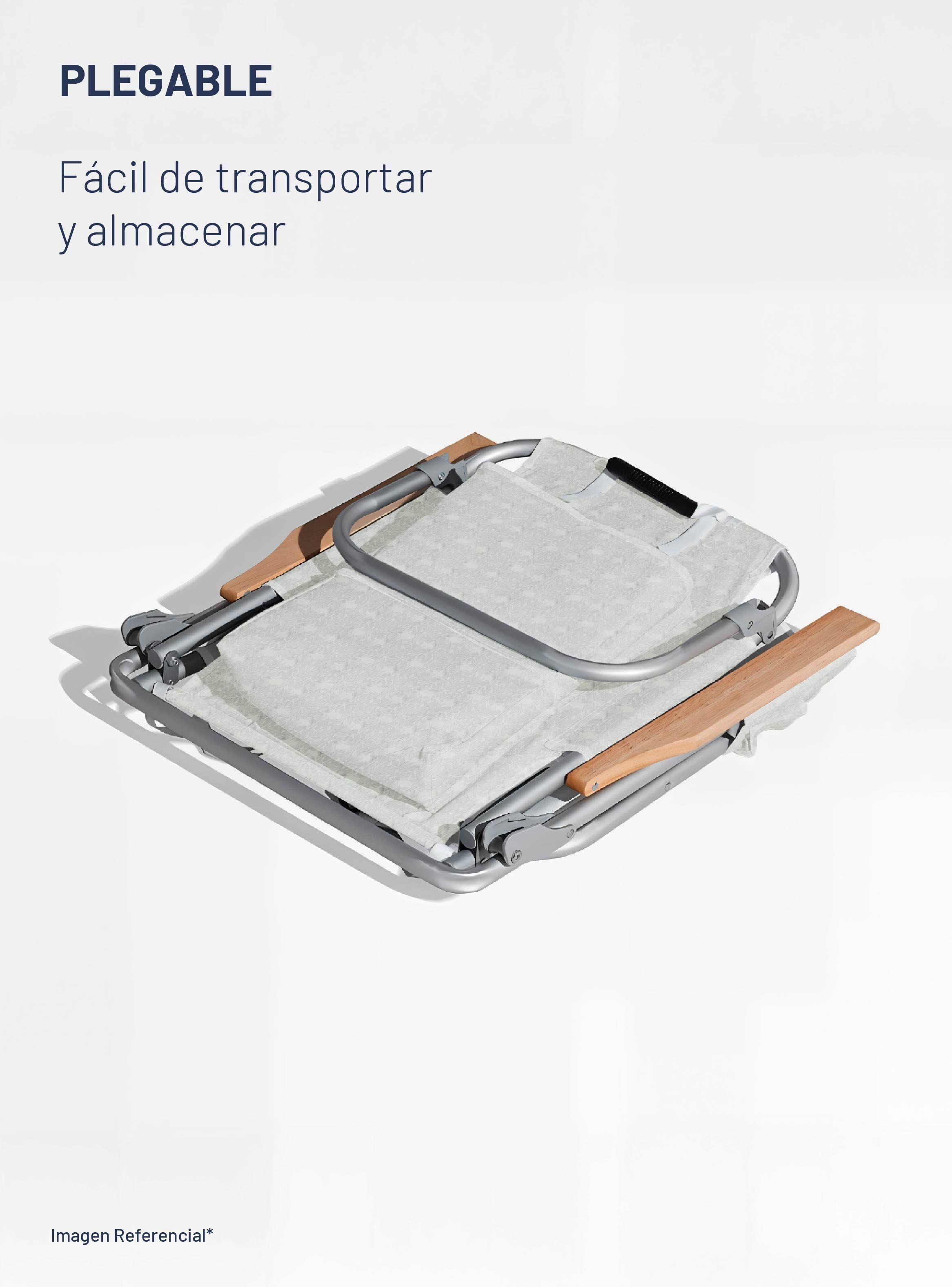 Silla De Playa Aluminio Madera Y Tela Resistente Gris Miglu-6