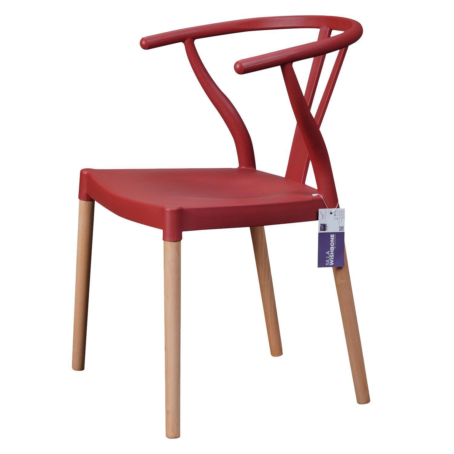 Silla Wishbone Rojo -0