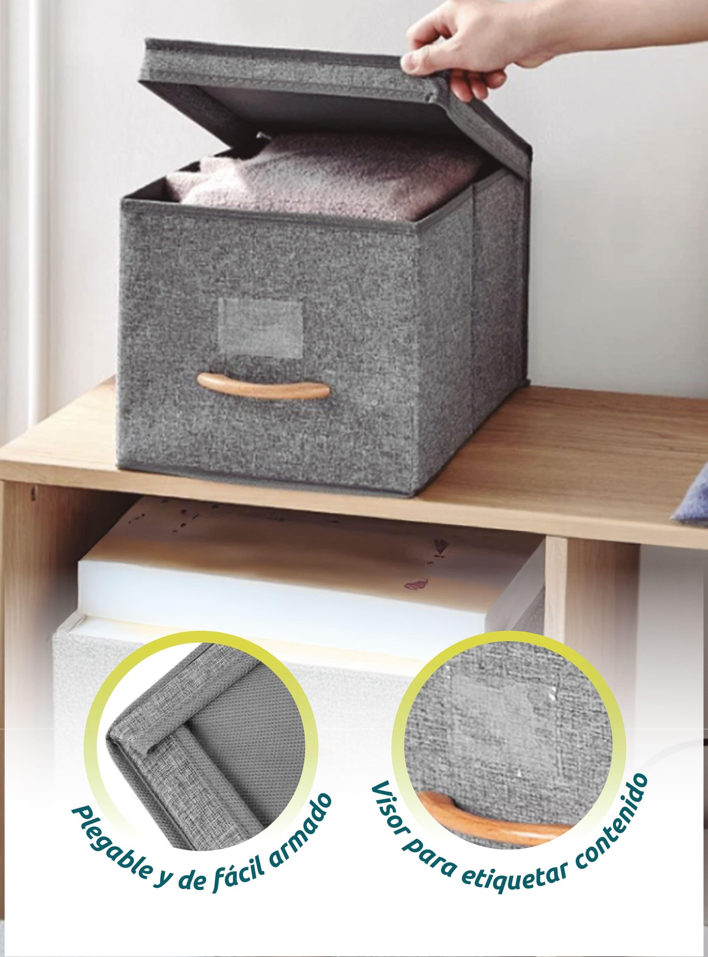 Pack 2 Cajas Organizadoras Plegable Grandes Con Tapa De Lino-6