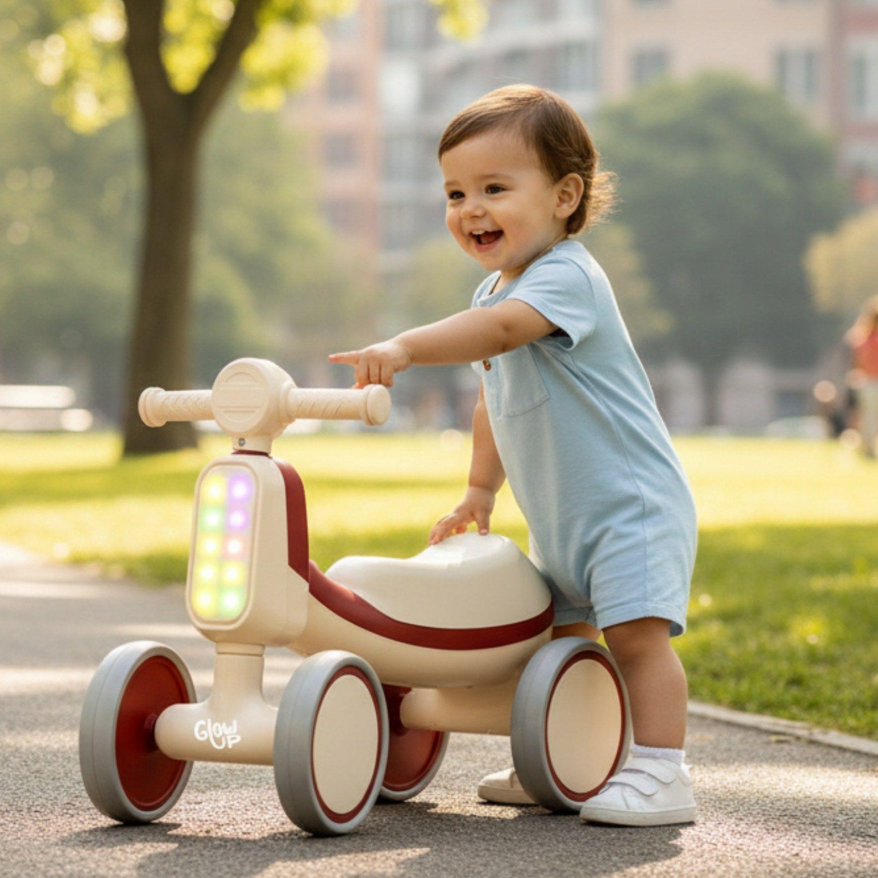 Triciclo Infantil con Luz y Sonido Bambi Burdeos GlowUp-3