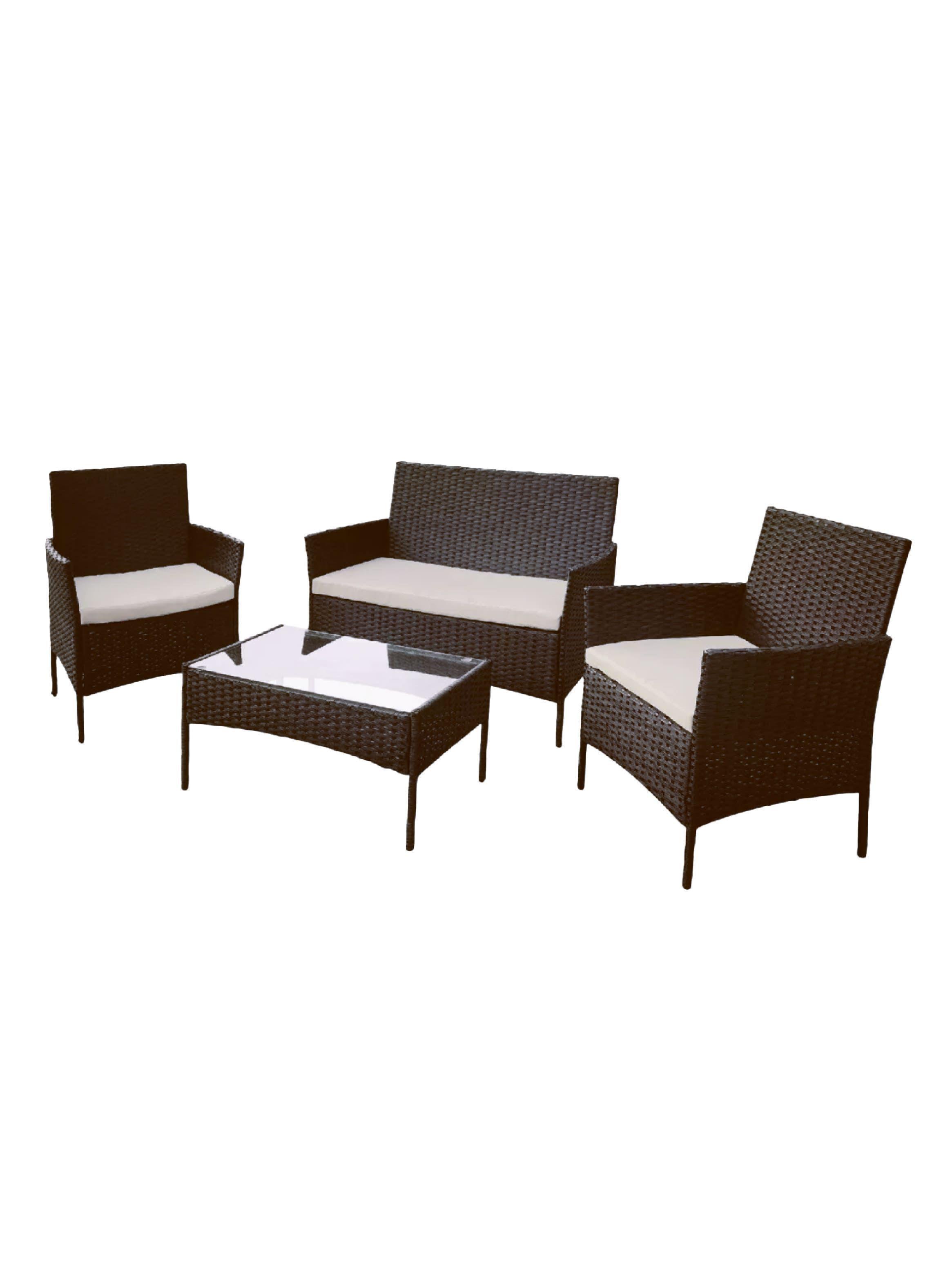 Set Juego De Terraza 4pcs Mesa Sillas Sillon Rattan Vincenzi-0