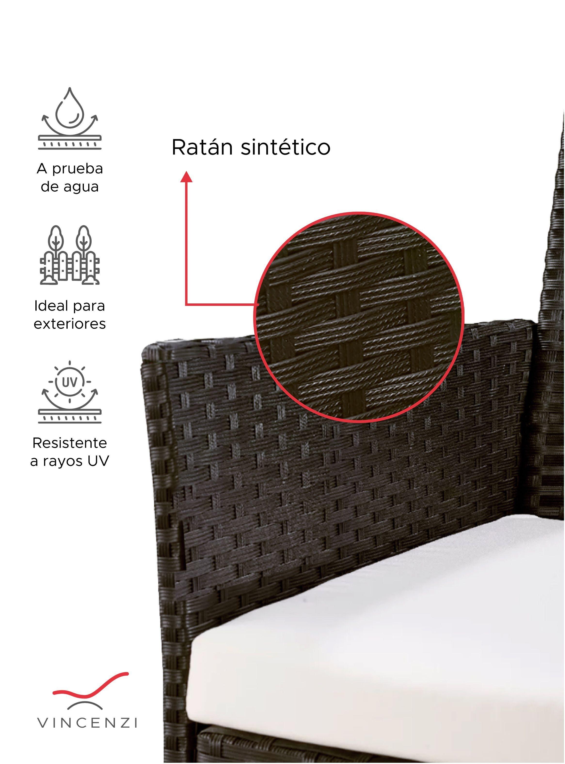 Set Juego De Terraza 4pcs Mesa Sillas Sillon Rattan Vincenzi-2