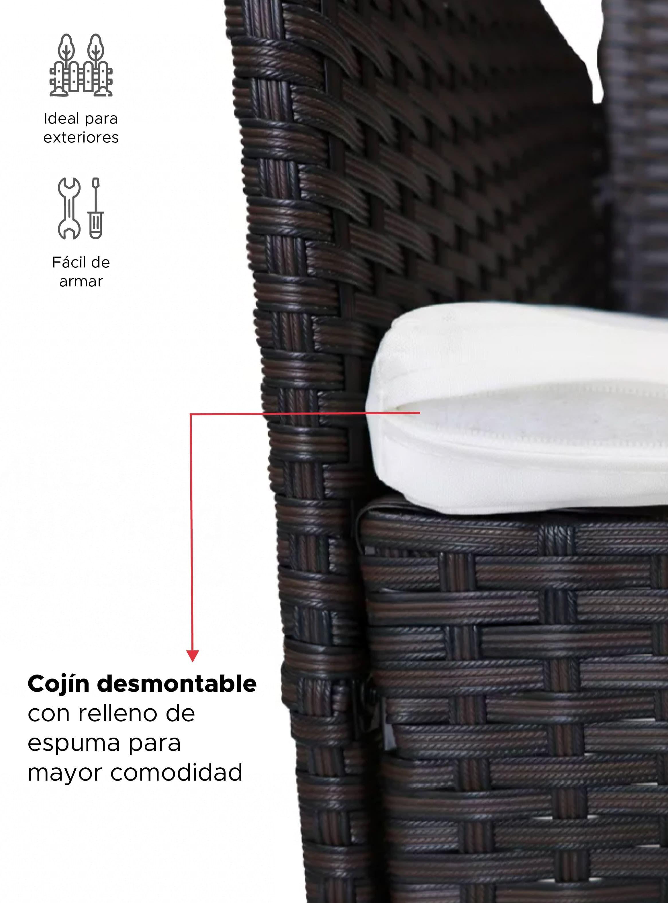 Set Juego De Terraza 4pcs Mesa Sillas Sillon Rattan Vincenzi-7