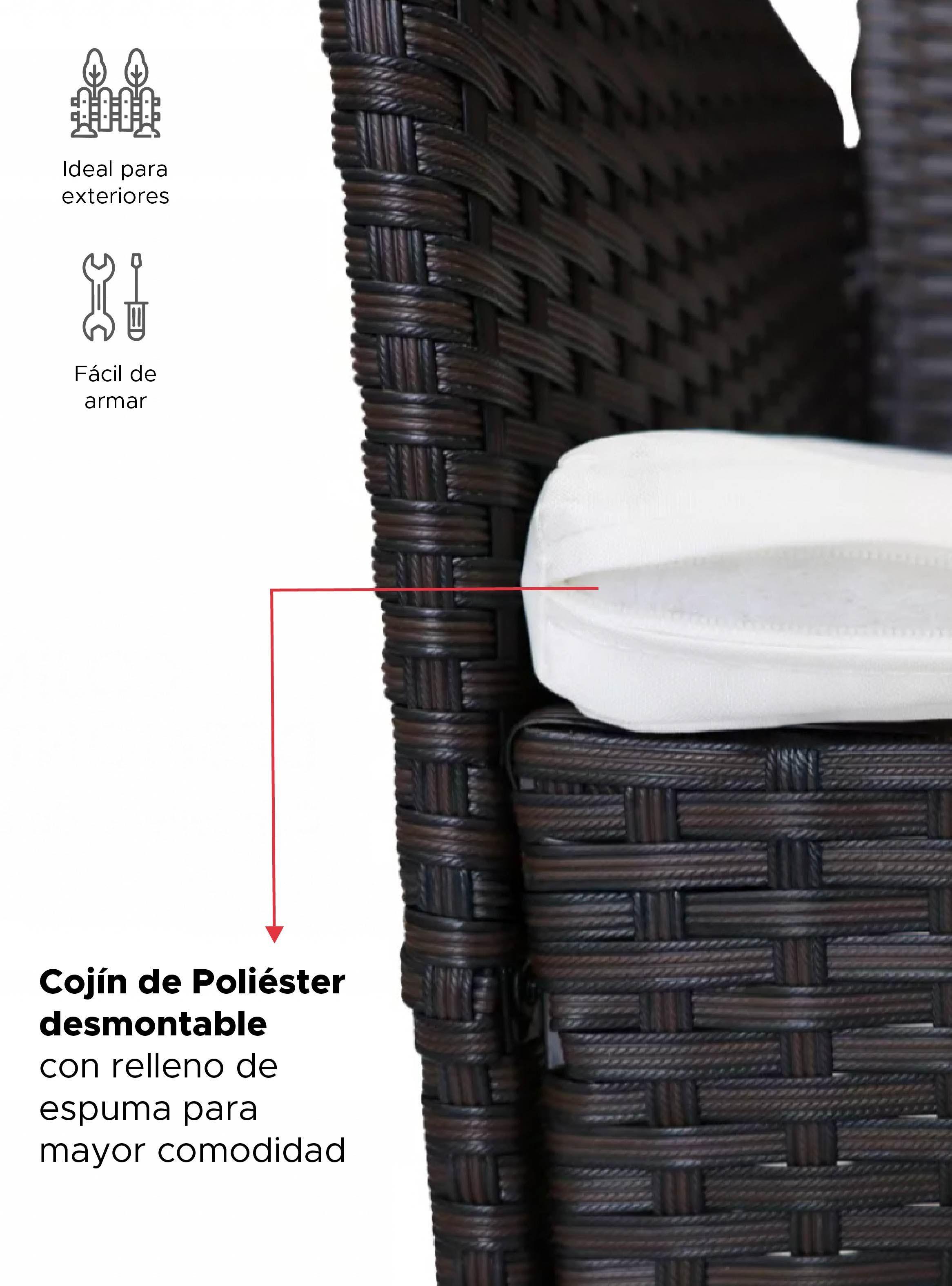 Set Juego De Terraza 4pcs Mesa Sillas Sillon Rattan Vincenzi-2