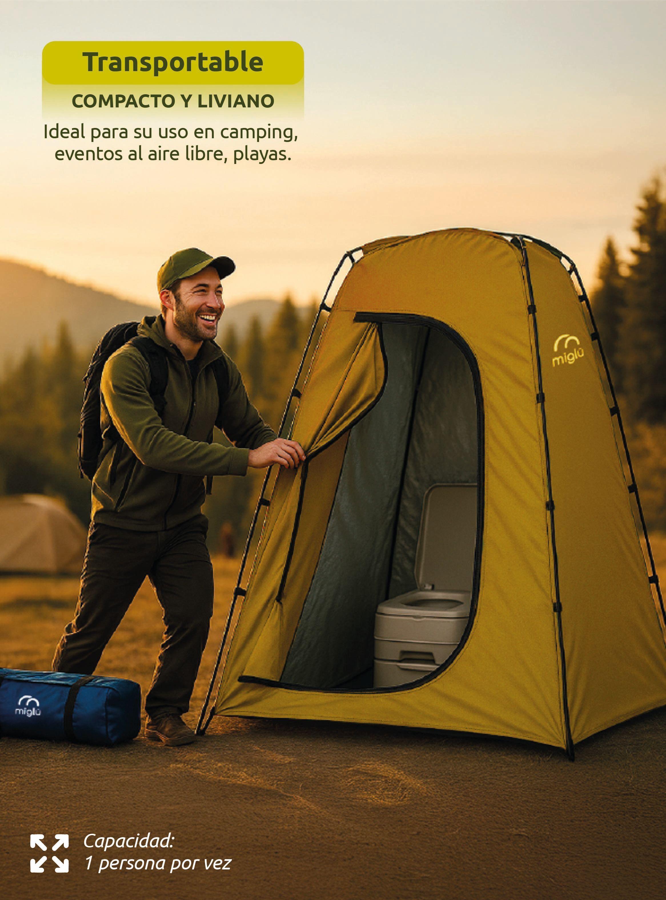 Carpa Portátil y Baño para Camping Miglú con Ducha Solar 20 lts-7