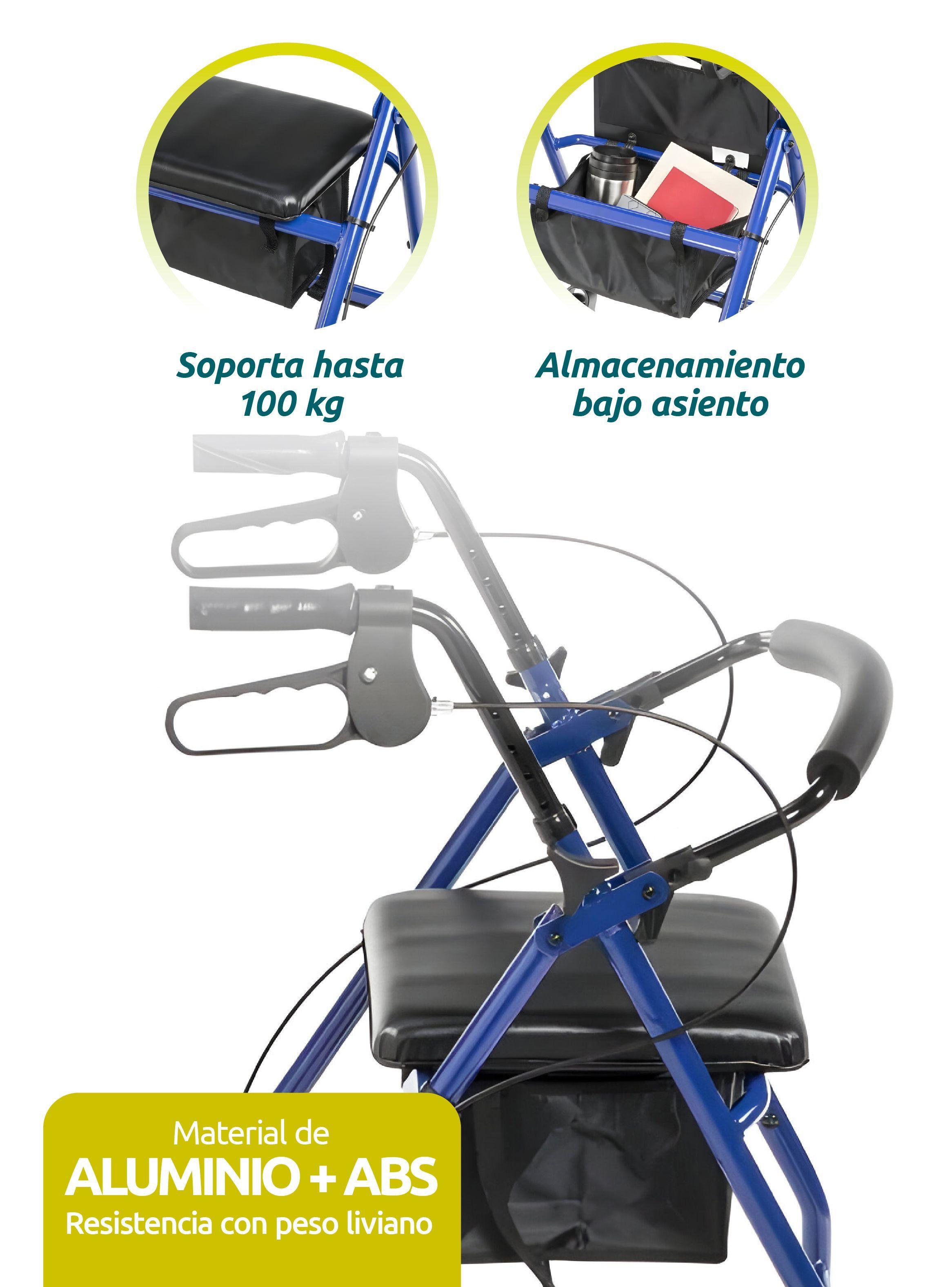 Andador Burrito Ortopédico Freno Asiento 4 Ruedas Plegable-2