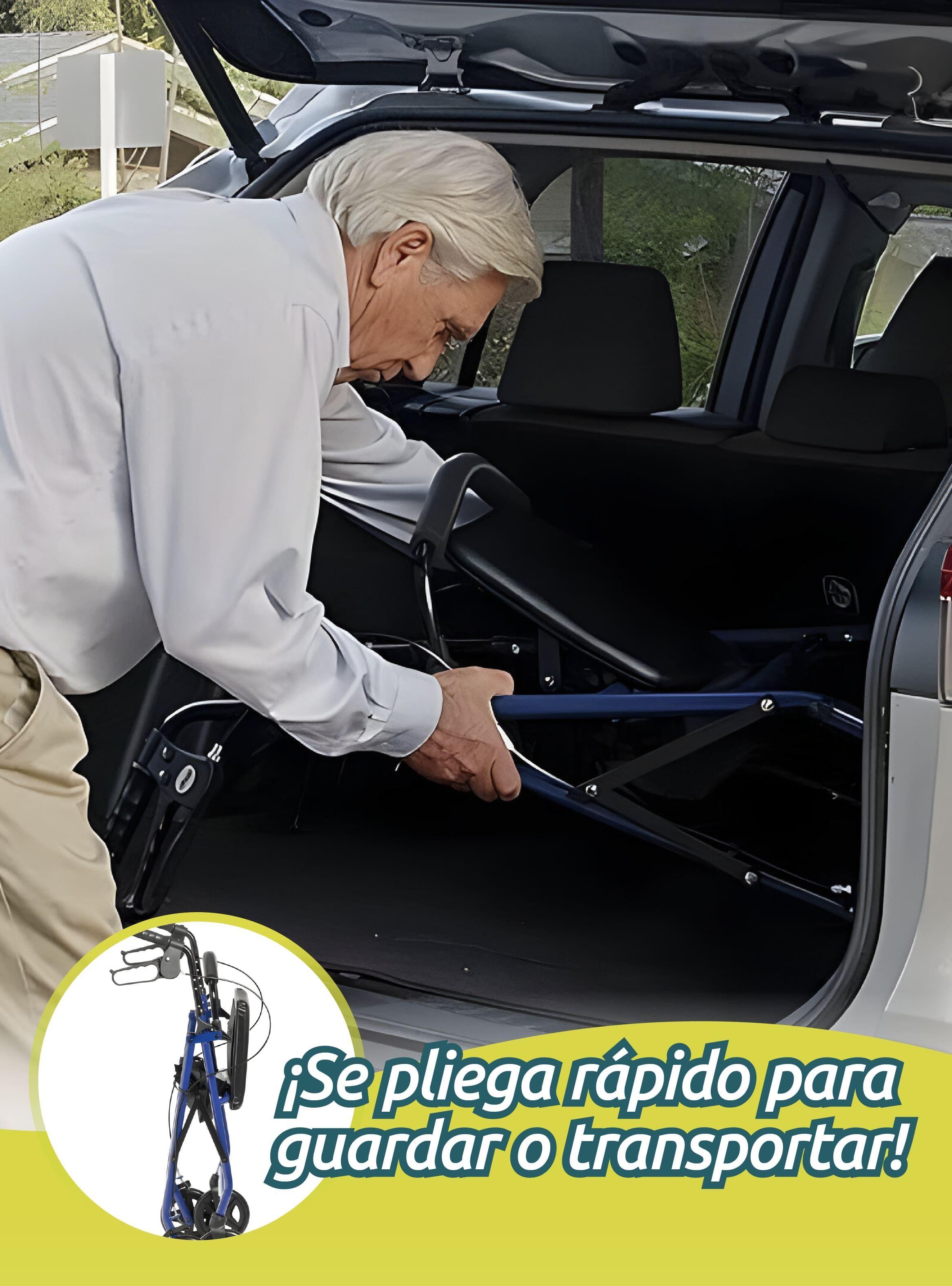 Andador Burrito Ortopédico Freno Asiento 4 Ruedas Plegable-4