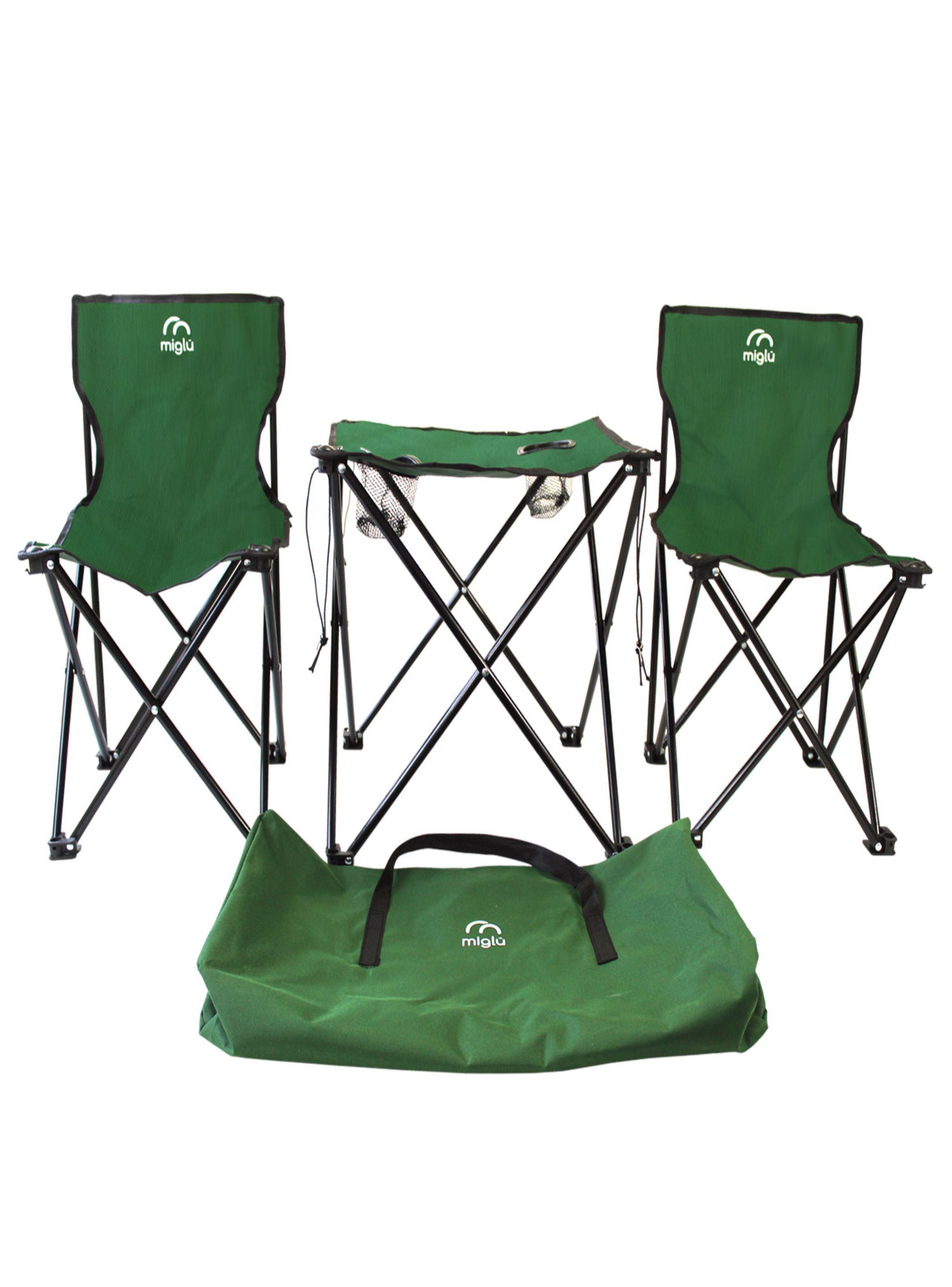 Mesa con 2 Sillas Plegables Verde-0