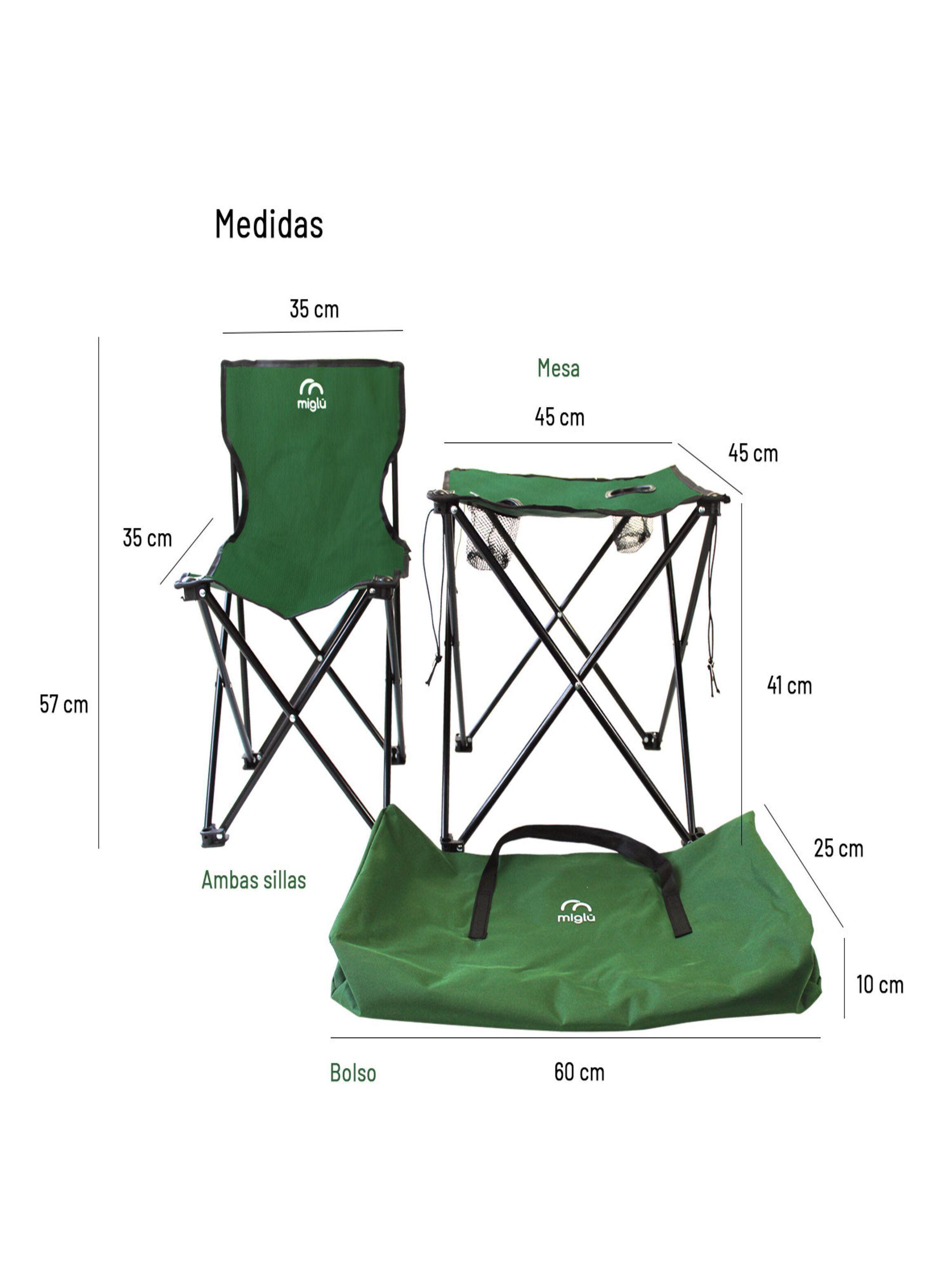 Mesa con 2 Sillas Plegables Verde-1