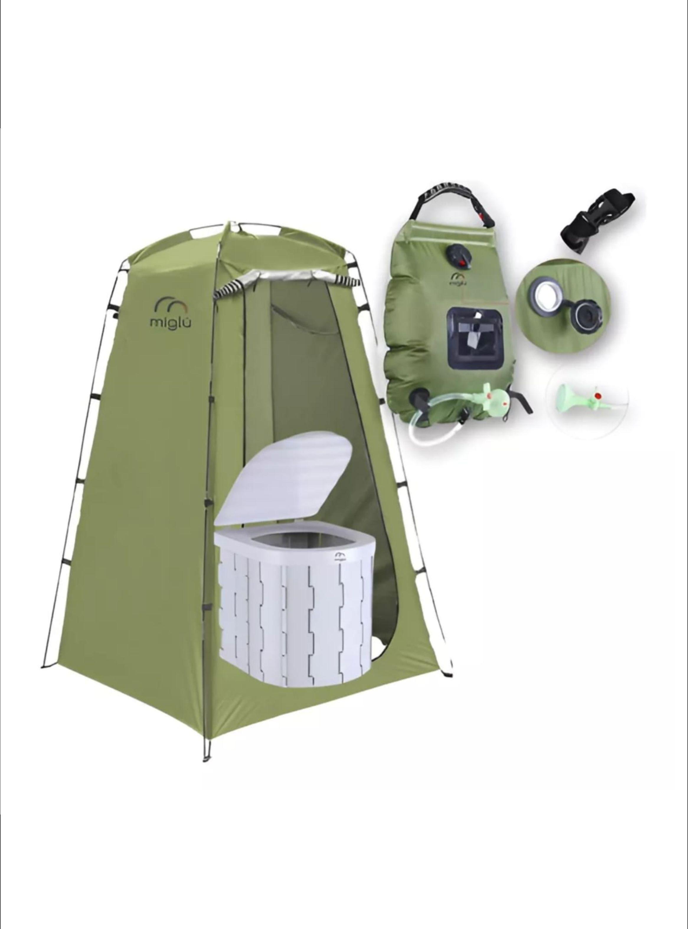 Carpa baño portátil químico ducha solar camping 3 en 1-0