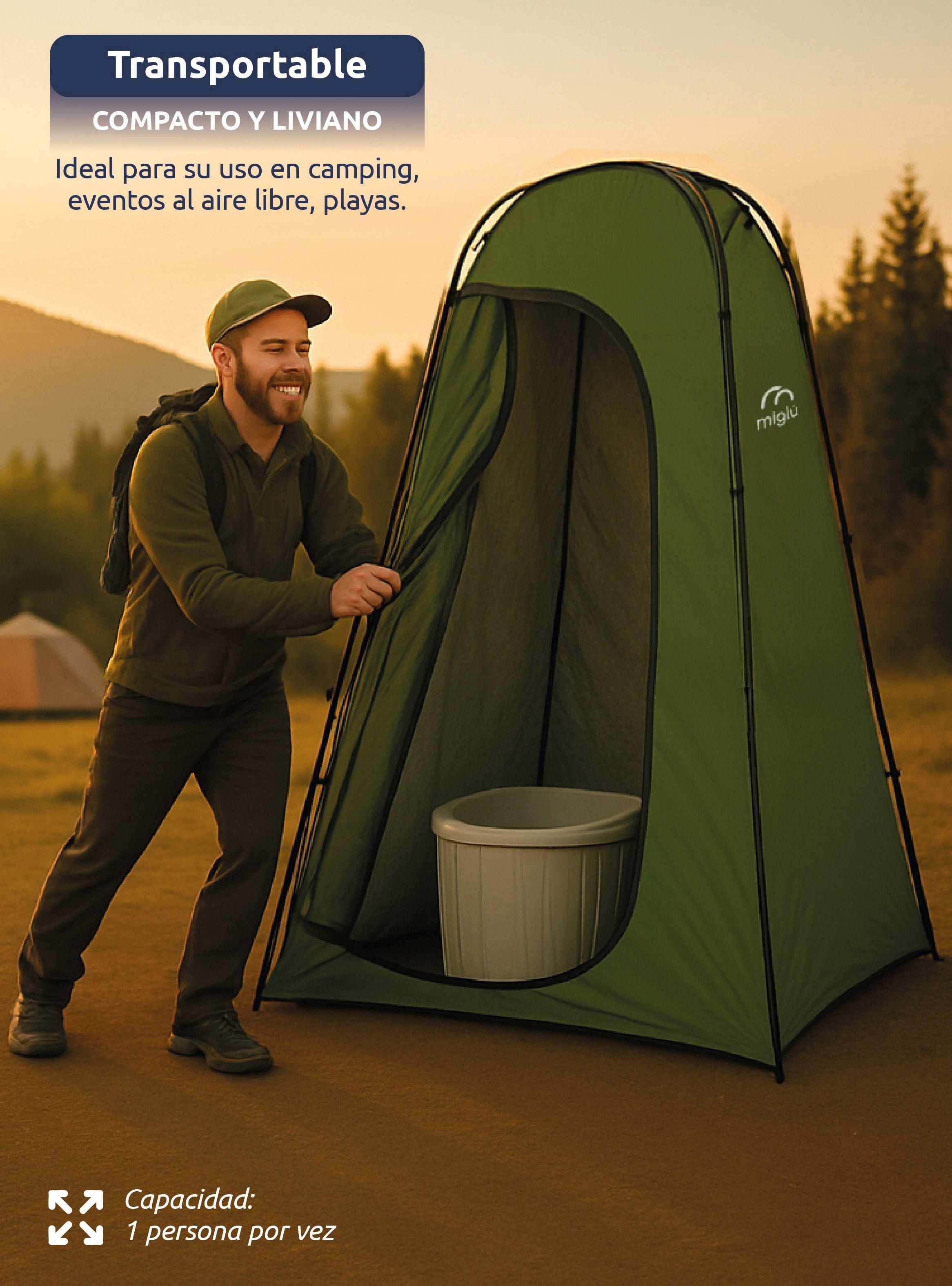 Carpa Probador Baño Portátil Ducha Solar Verde Para Camping Miglú-6