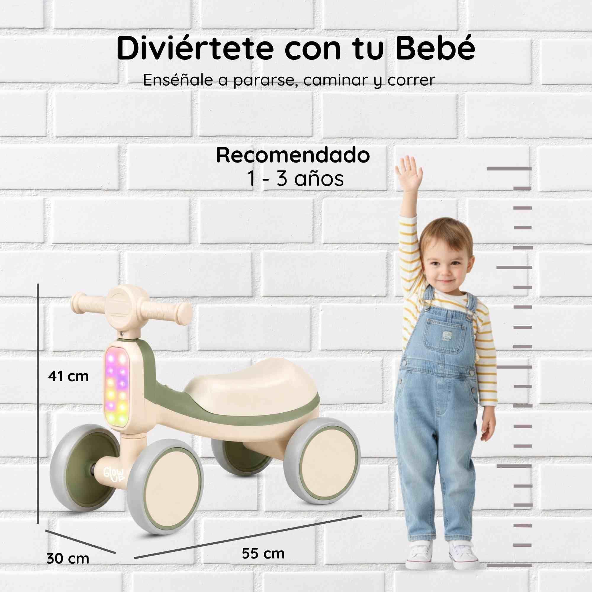 Triciclo Infantil con Luz y Sonido Bambi Verde GlowUp-3