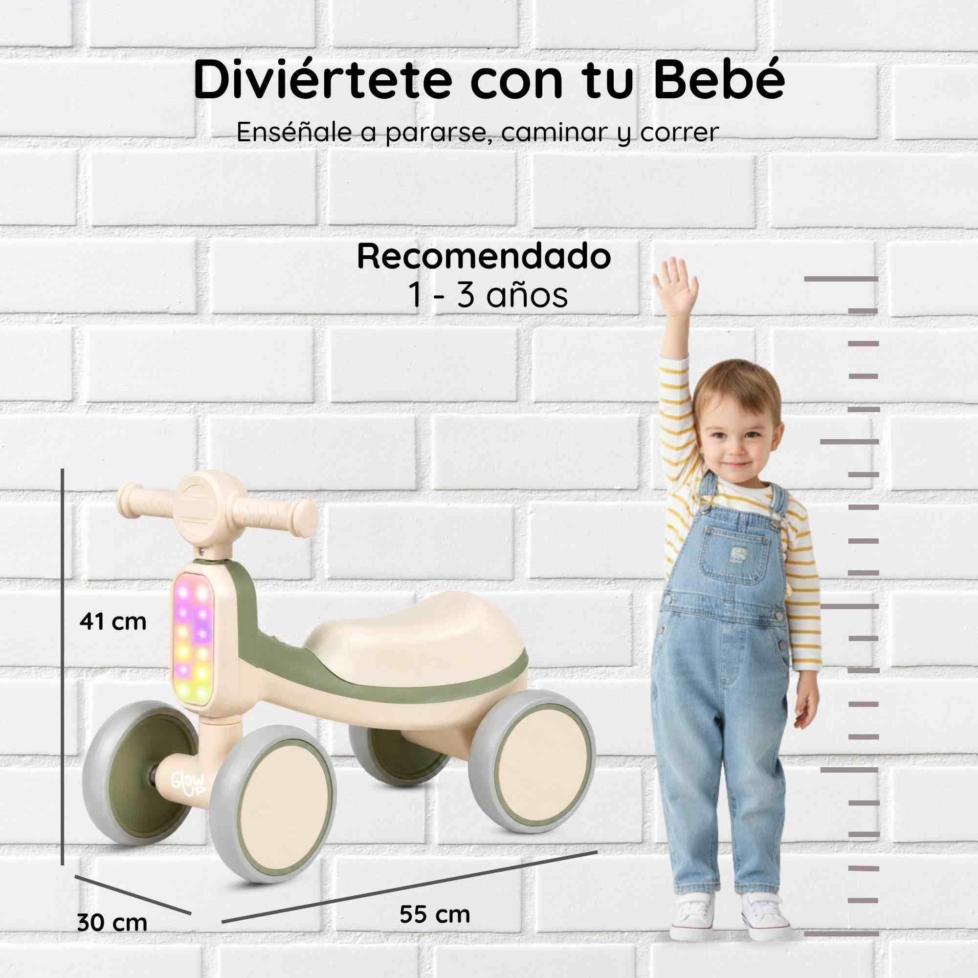 Triciclo Infantil con Luz y Sonido Bambi Verde GlowUp-3