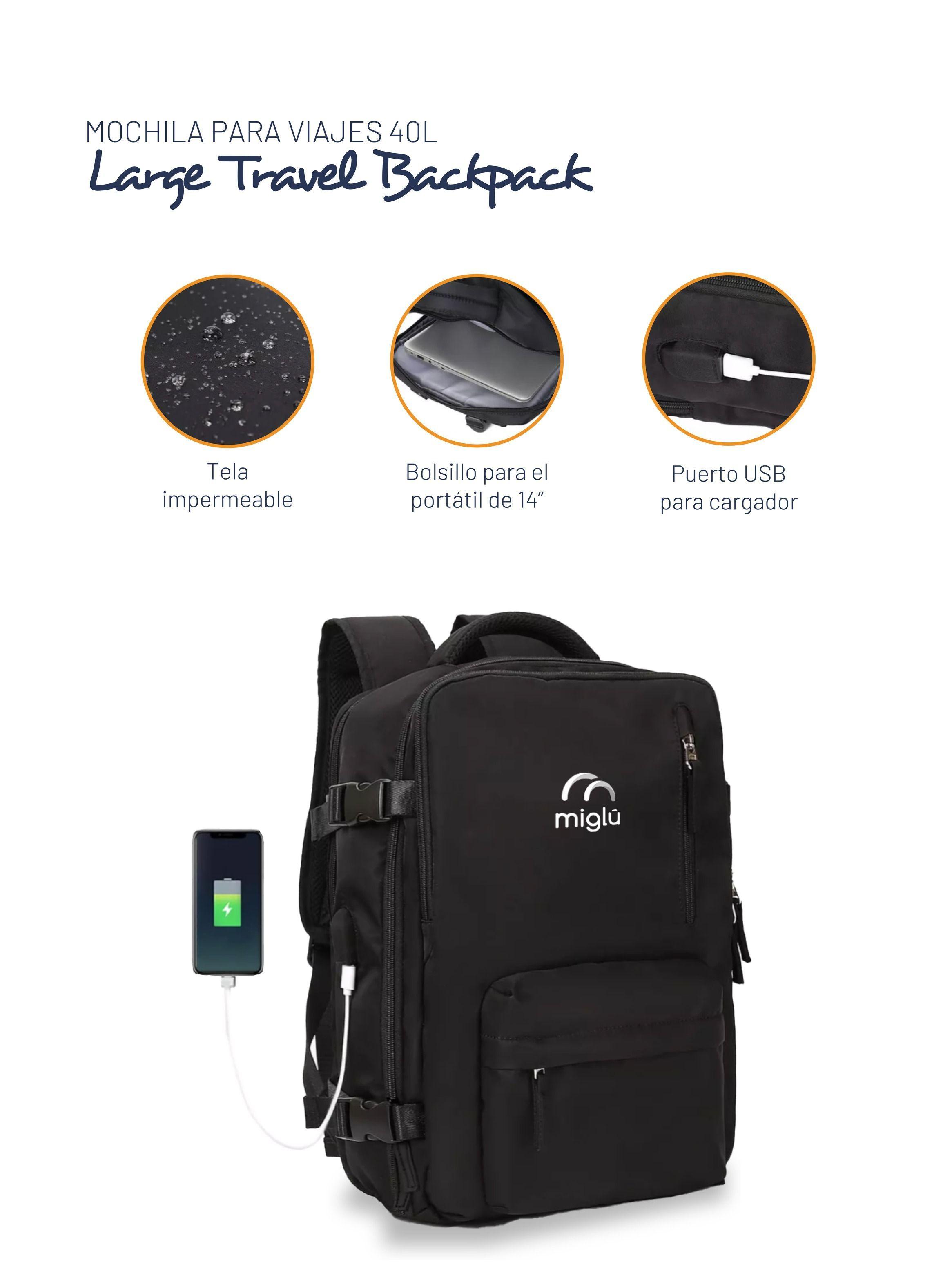Mochila De Viaje Multiuso Resistente Impermeable 40 Lt Miglú-3