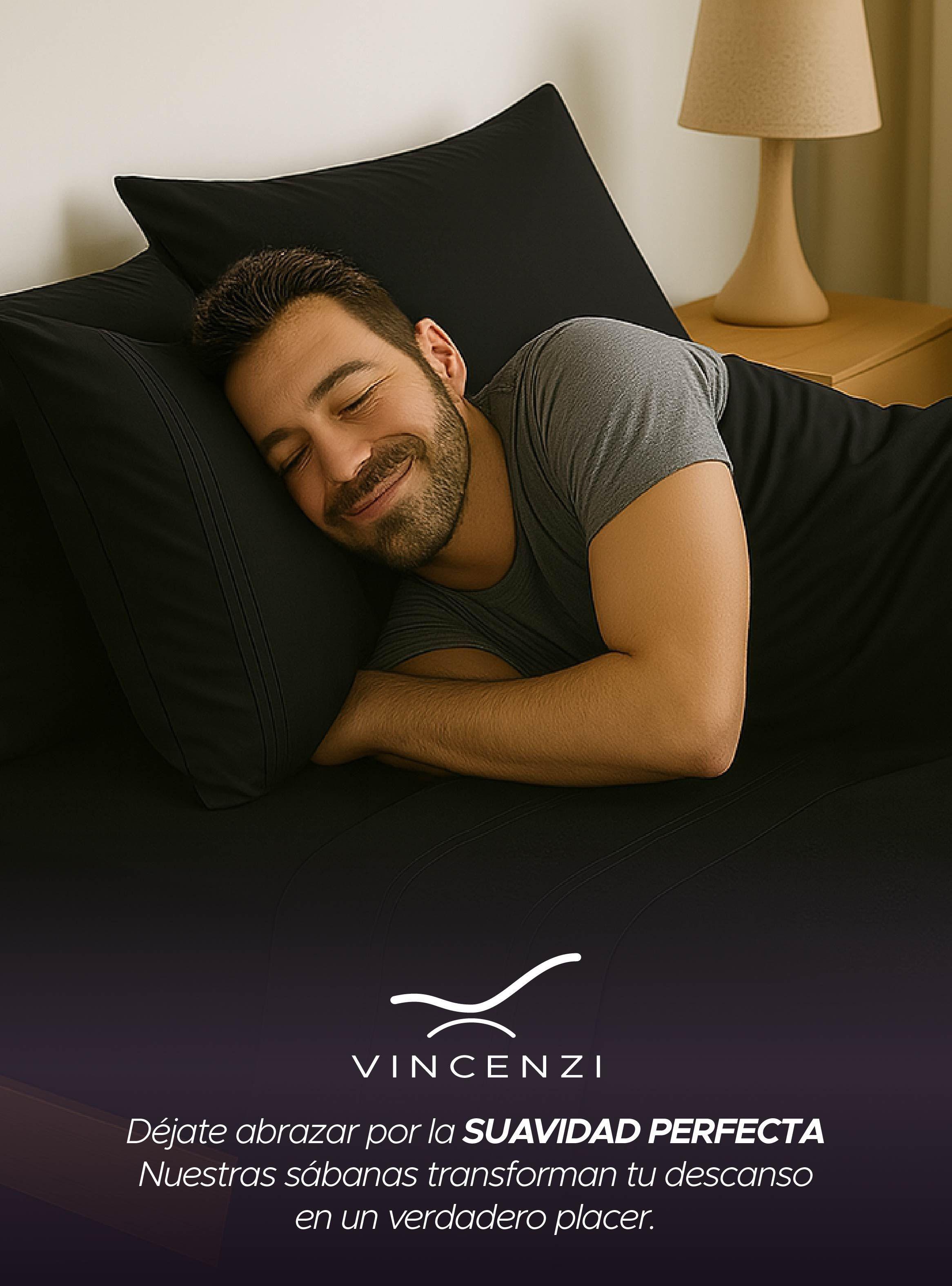 Juego de Sábanas Negro 1800 Hilos Ultra Suave Tamaño King Vincenzi-6