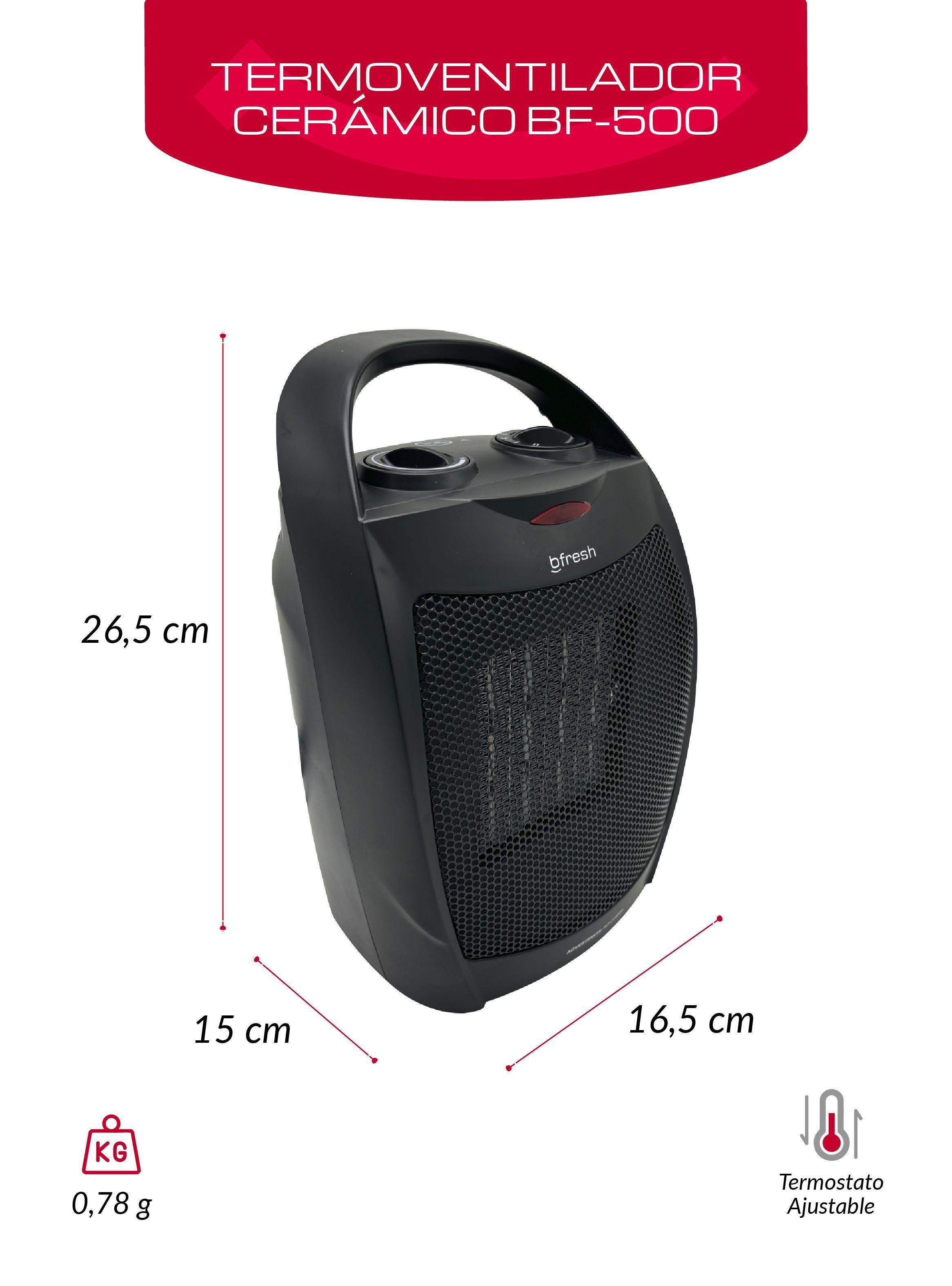 TERMOVENTILADOR ESTUFA CALEFACTOR ELÉCTRICO 1500W BFRESH NEGRA-2