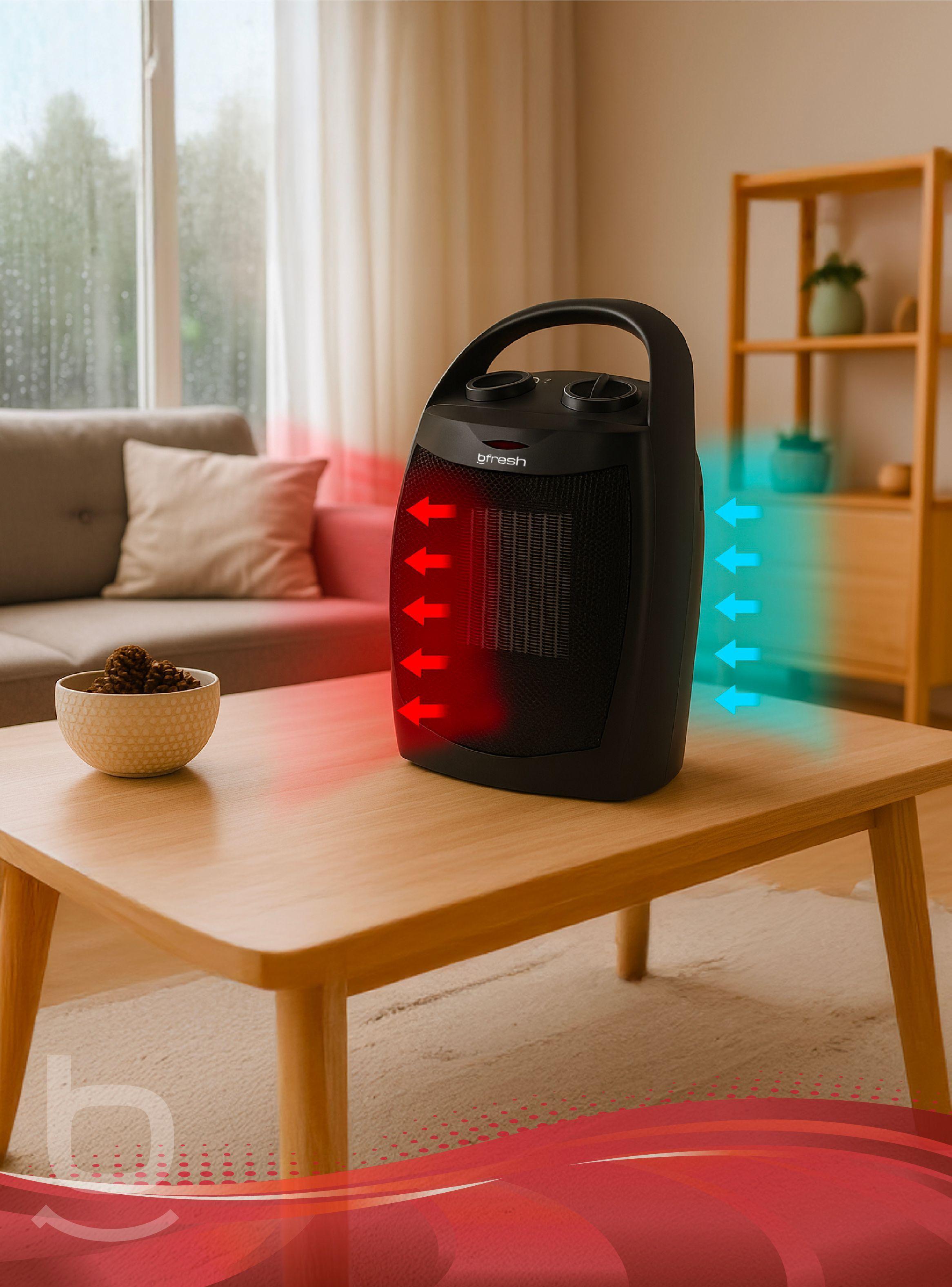 TERMOVENTILADOR ESTUFA CALEFACTOR ELÉCTRICO 1500W BFRESH NEGRA-6