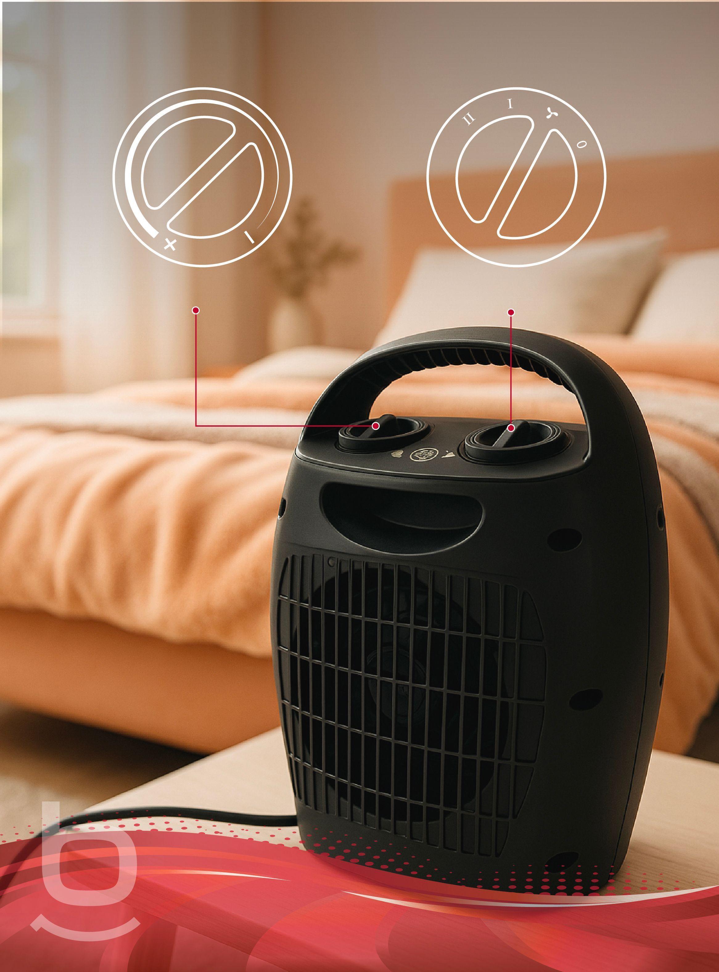 TERMOVENTILADOR ESTUFA CALEFACTOR ELÉCTRICO 1500W BFRESH NEGRA-3