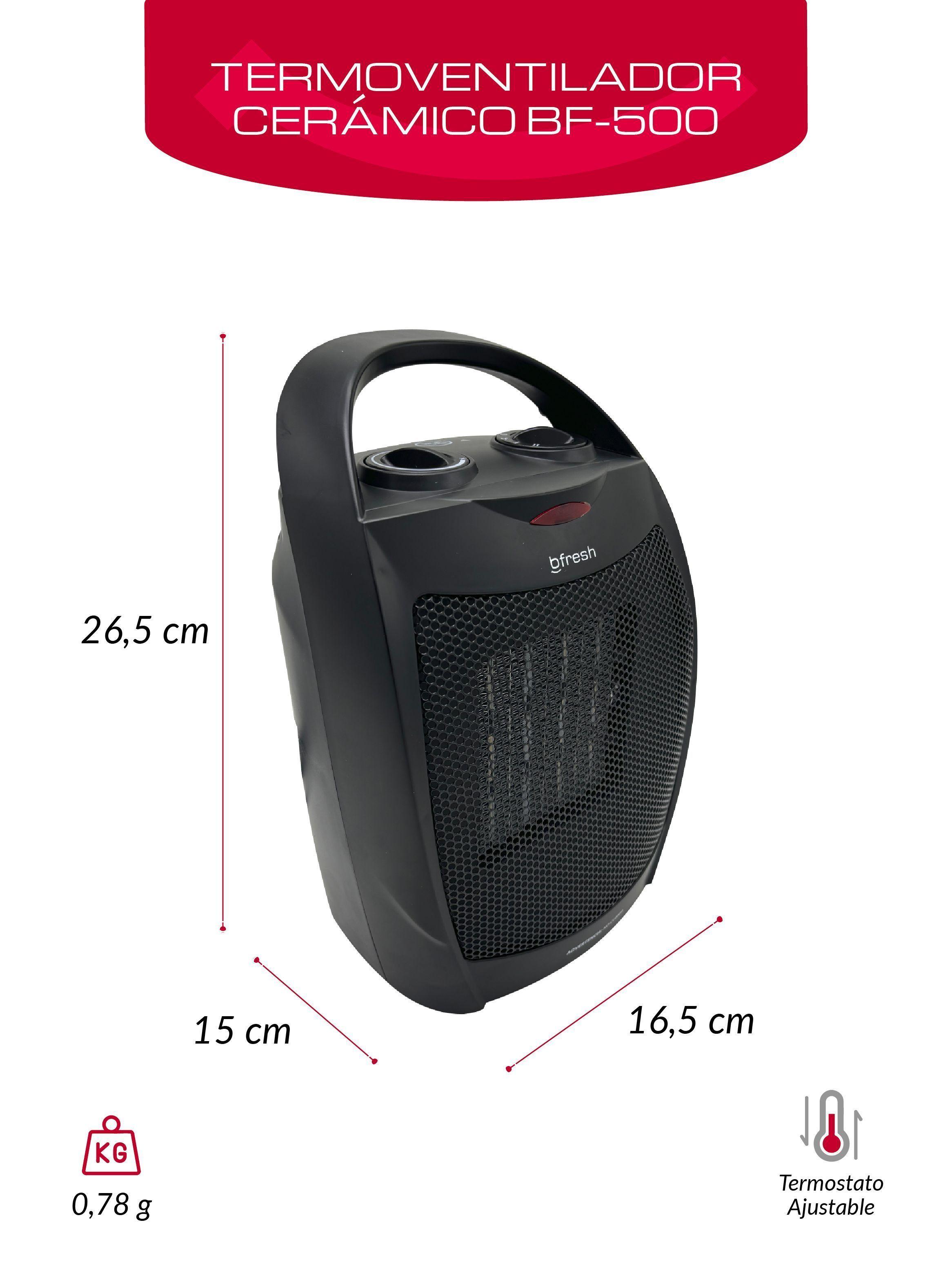 TERMOVENTILADOR ESTUFA CALEFACTOR ELÉCTRICO 1500W BFRESH NEGRA-2