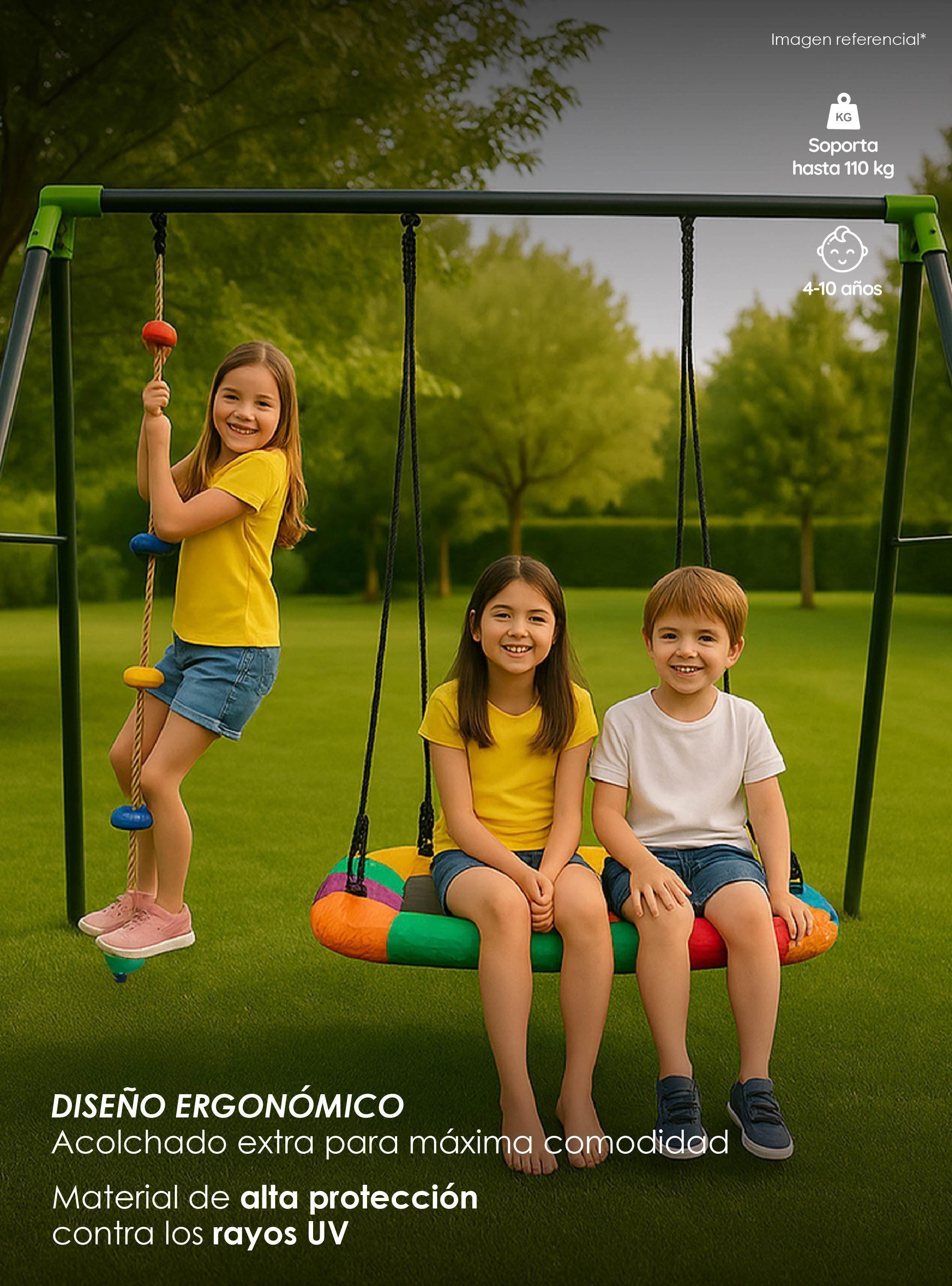 Pack Columpio Hamaca Rectangular + Escalador GlowUp Multicolor-4