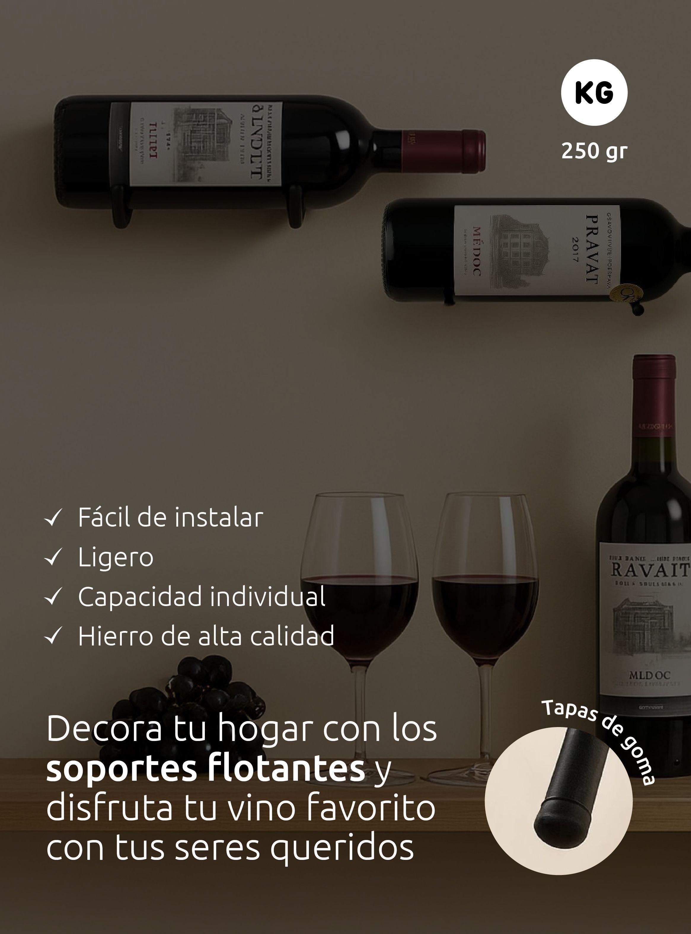 Soporte Flotante De Pared Hierro Para Vinos Rebajas-4