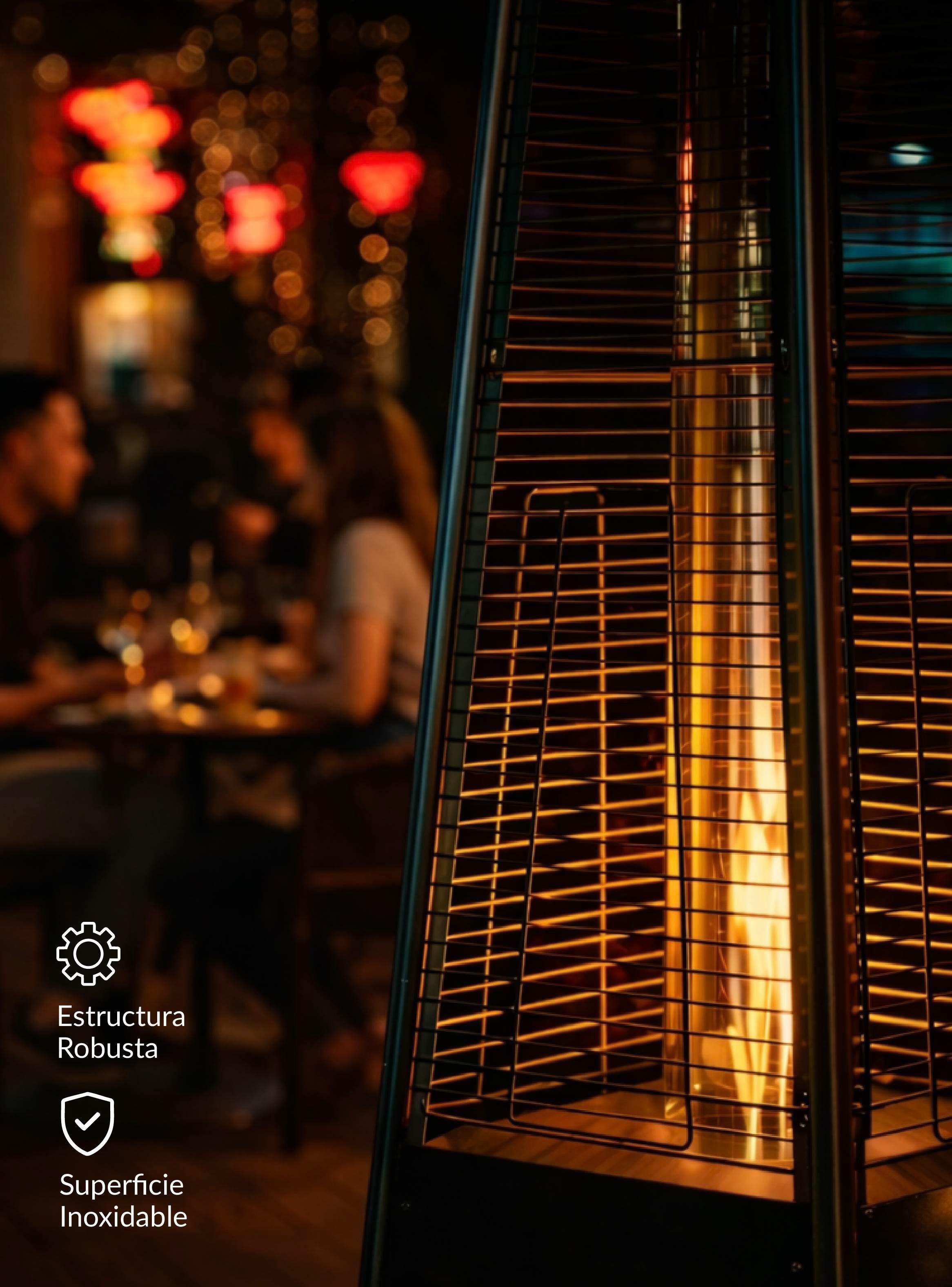 Estufa De Patio Tipo Pirámide A Gas 14kw Negro Bfresh-4