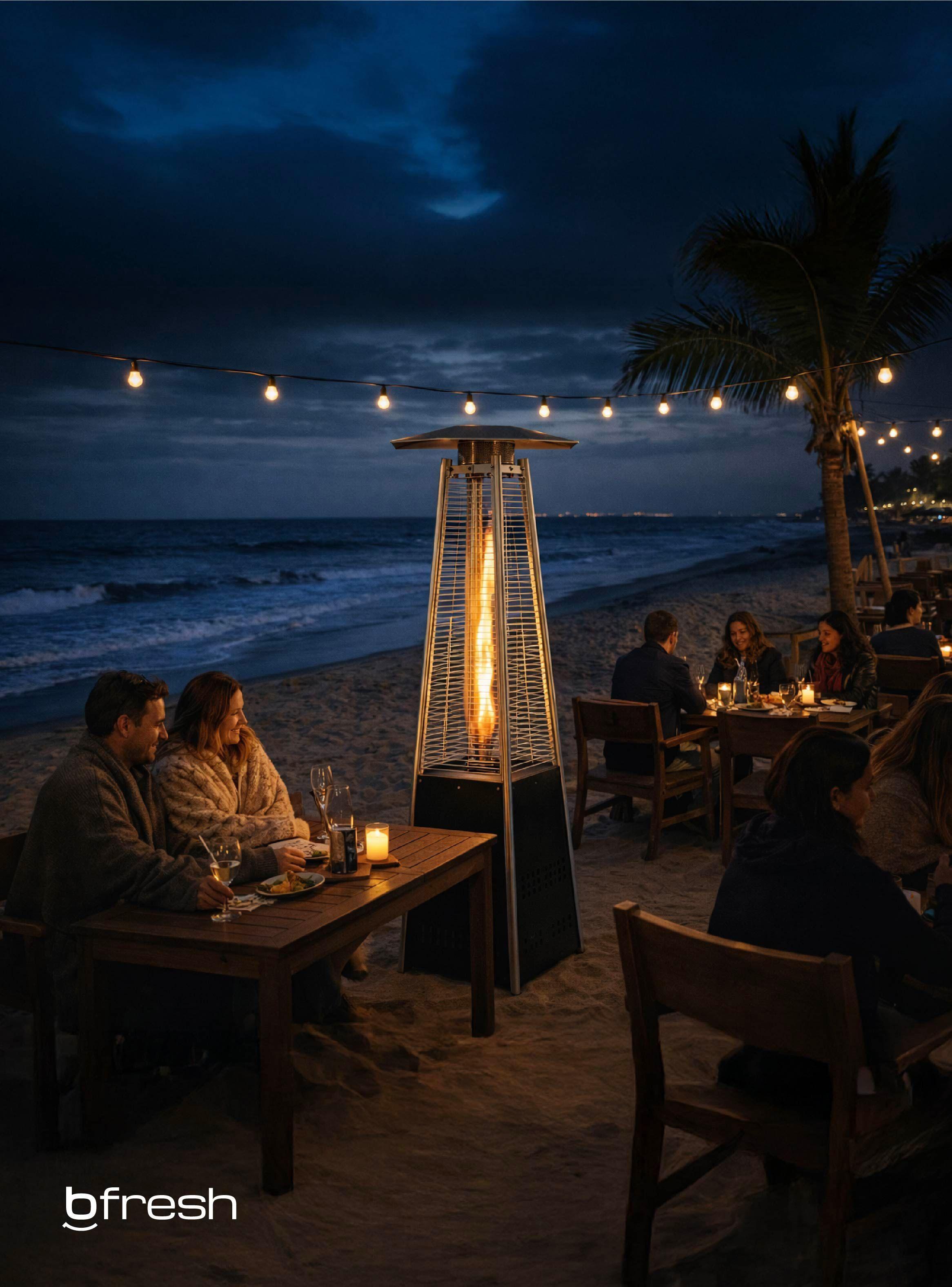 Estufa De Patio Tipo Pirámide A Gas 14kw Negro Bfresh-5